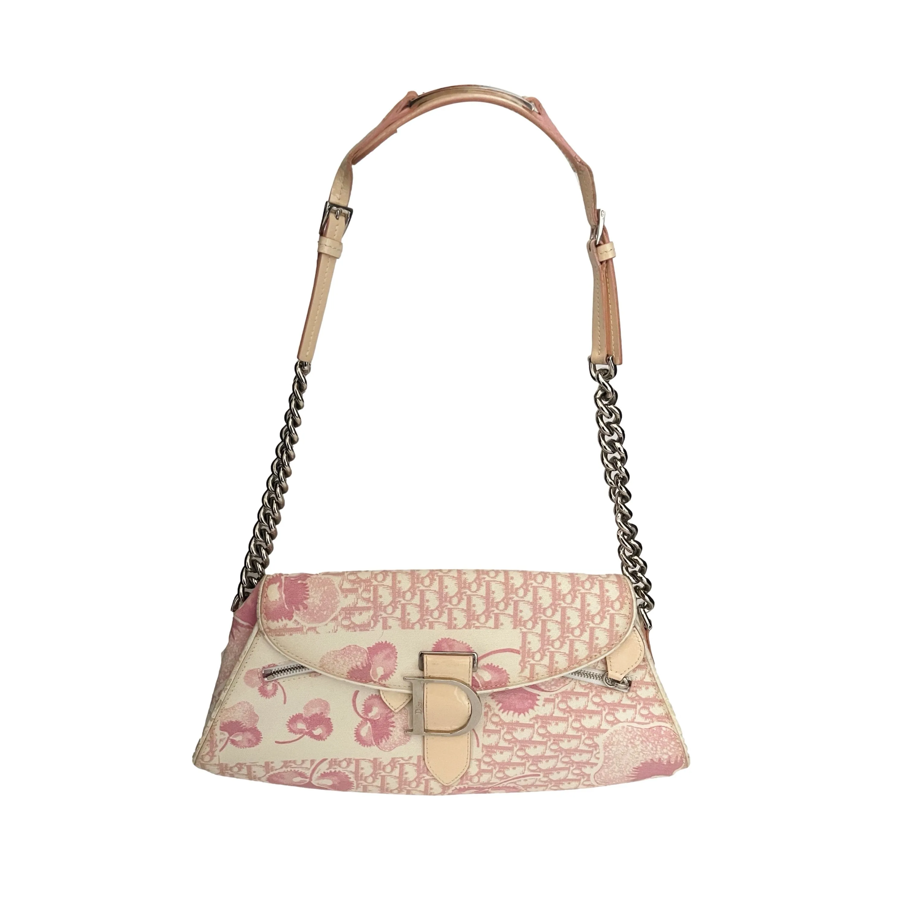 Dior Pink Floral Logo Shoulder Bag