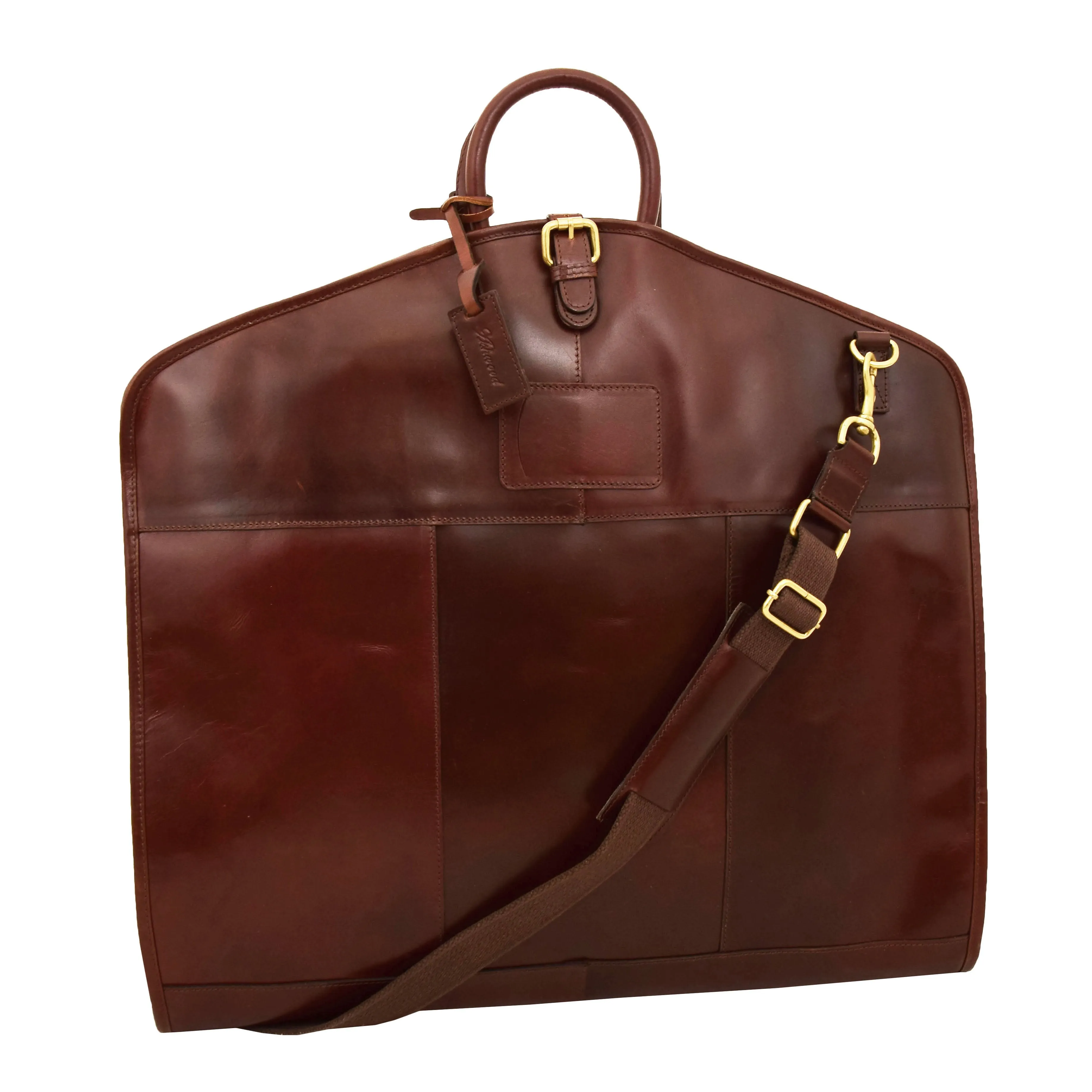 DR281 Buffalo Leather Suit Carrier Garment Bag Brandy