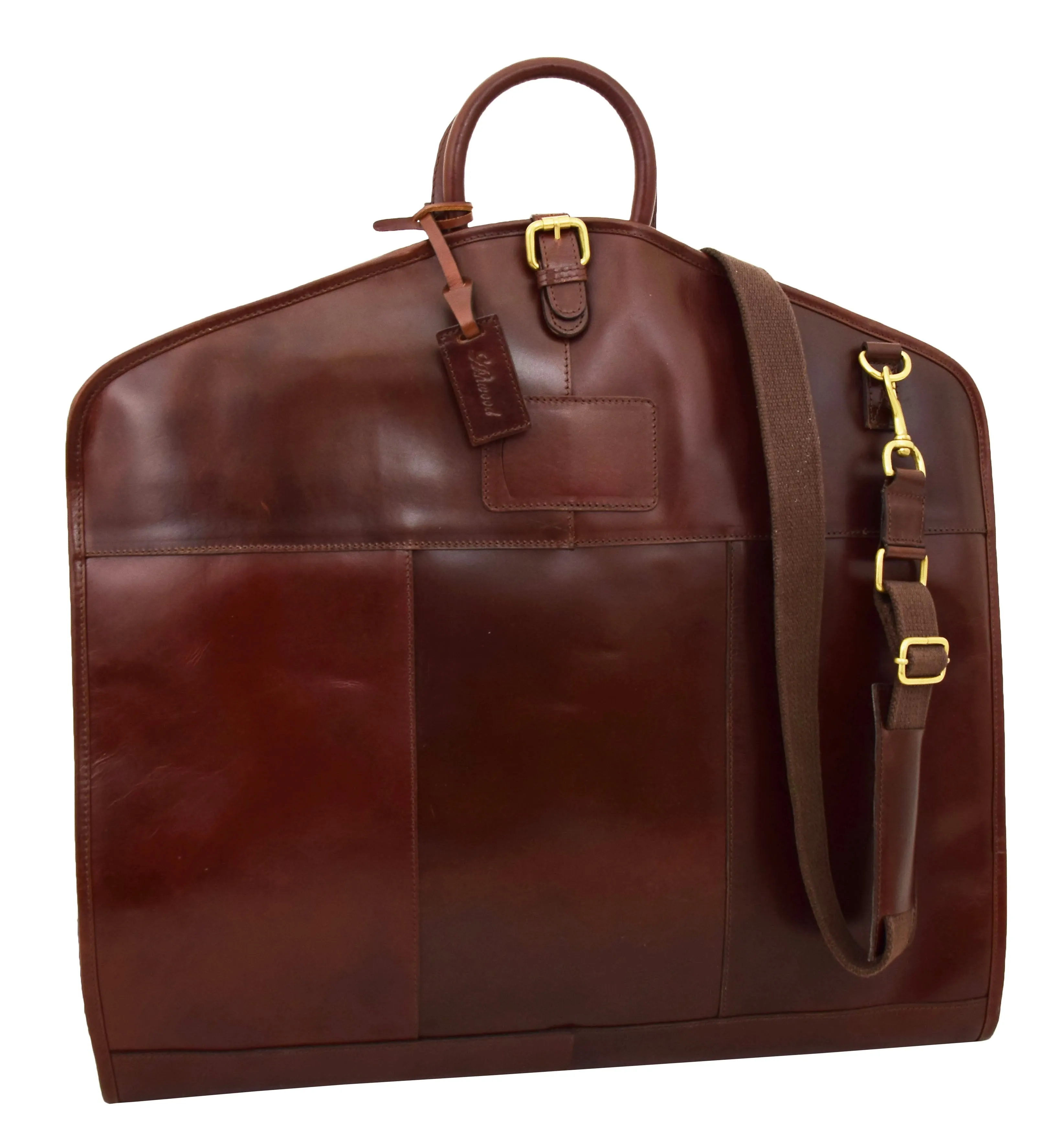 DR281 Buffalo Leather Suit Carrier Garment Bag Brandy