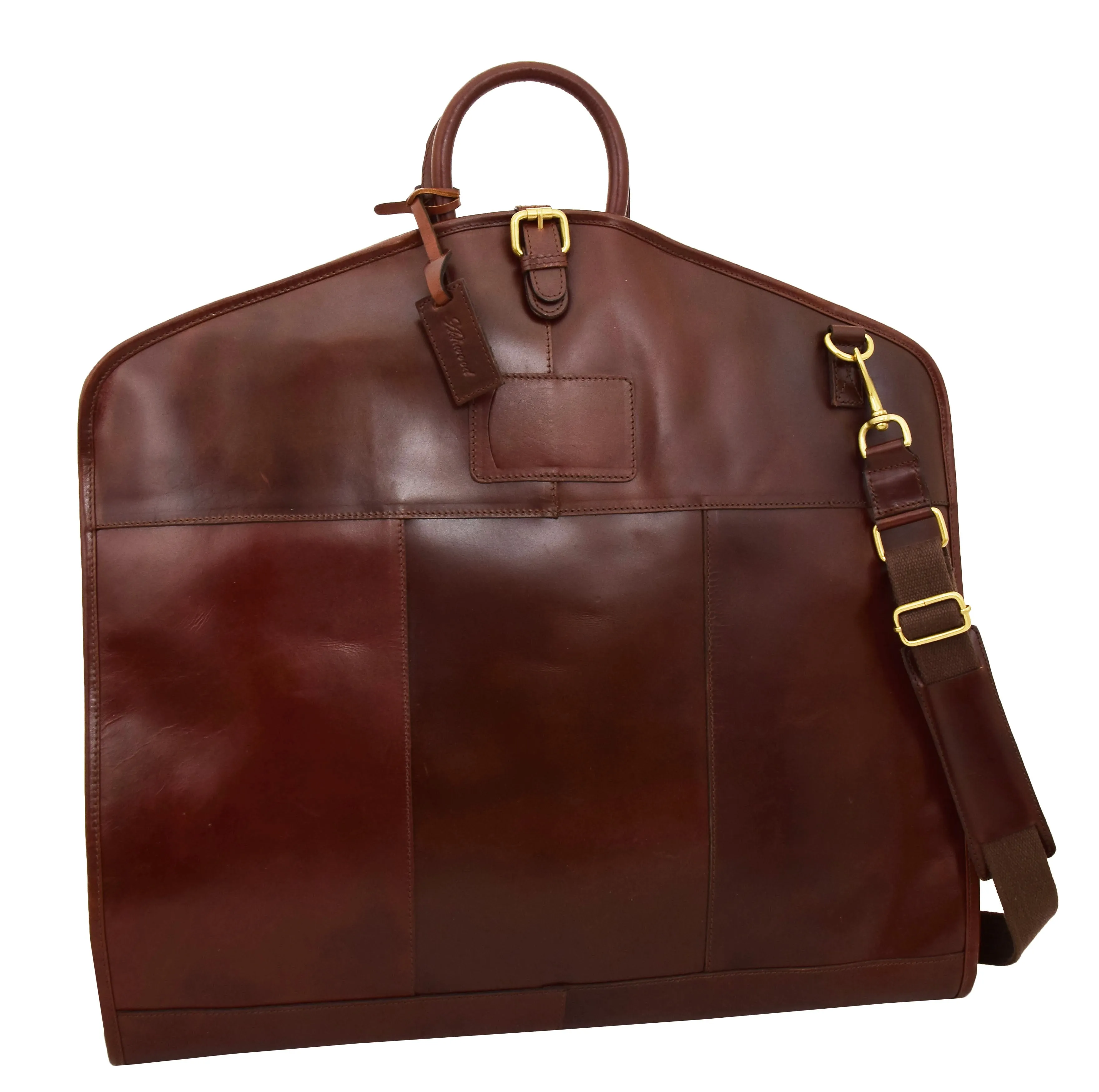 DR281 Buffalo Leather Suit Carrier Garment Bag Brandy