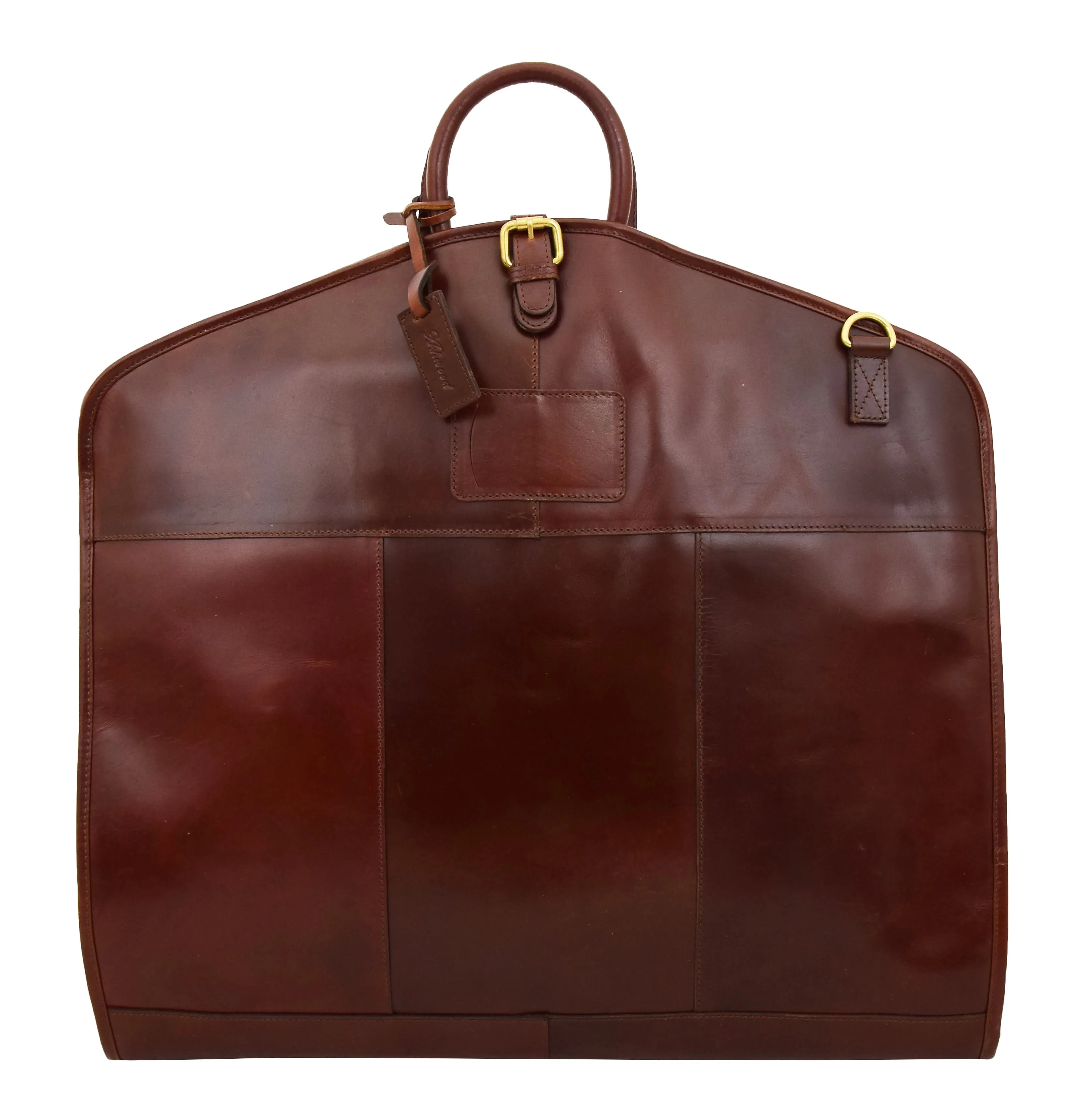 DR281 Buffalo Leather Suit Carrier Garment Bag Brandy