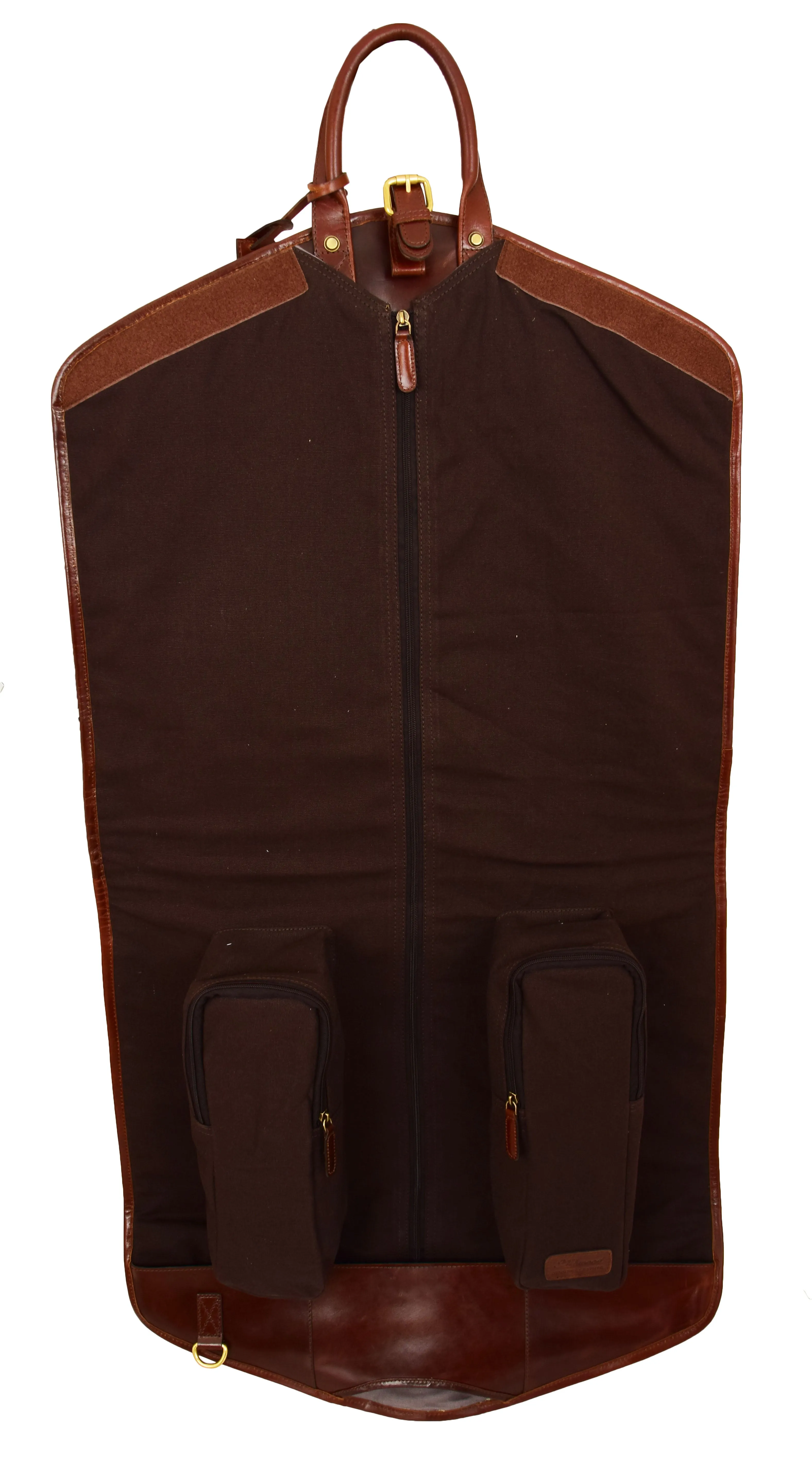 DR281 Buffalo Leather Suit Carrier Garment Bag Brandy