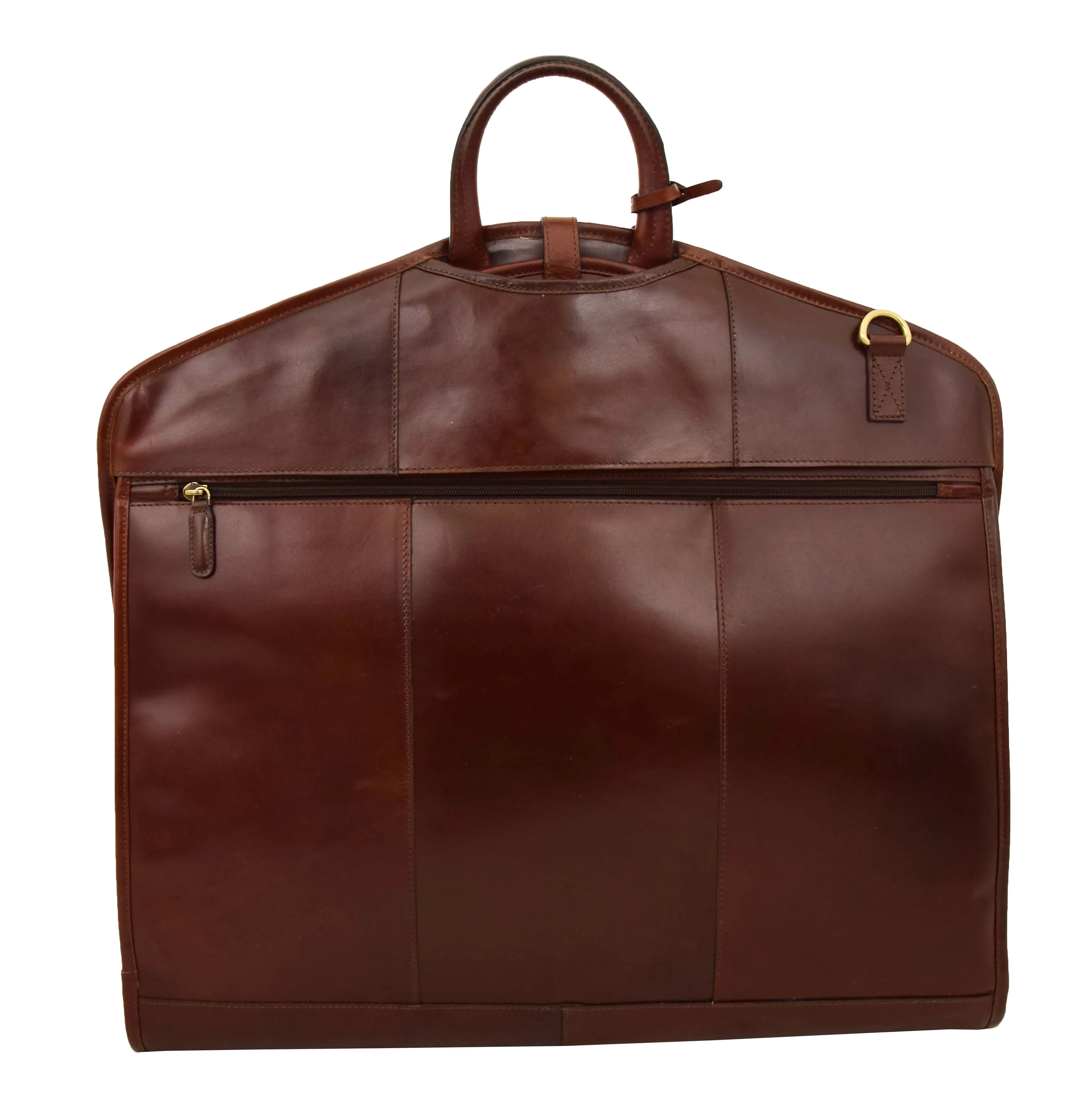 DR281 Buffalo Leather Suit Carrier Garment Bag Brandy