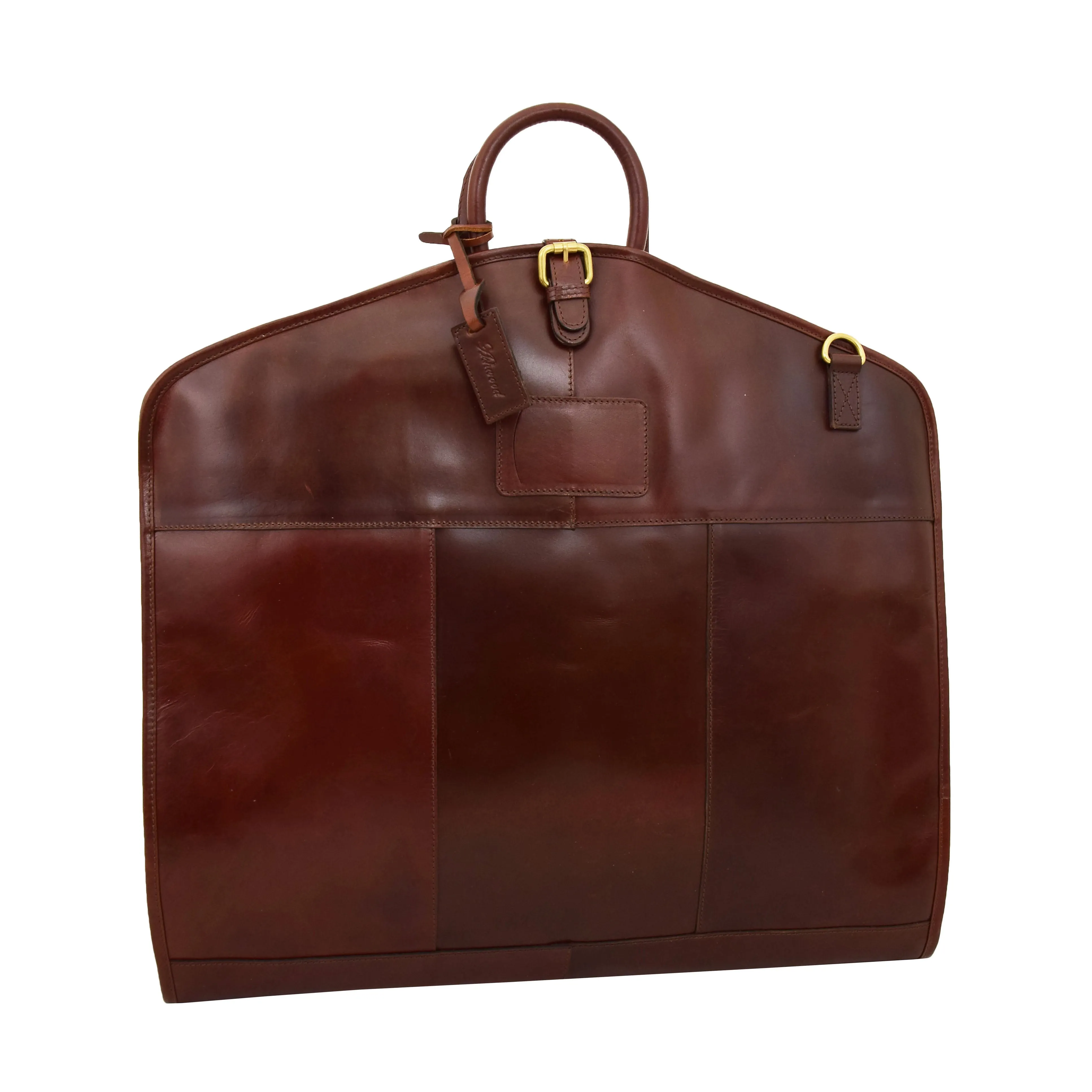 DR281 Buffalo Leather Suit Carrier Garment Bag Brandy