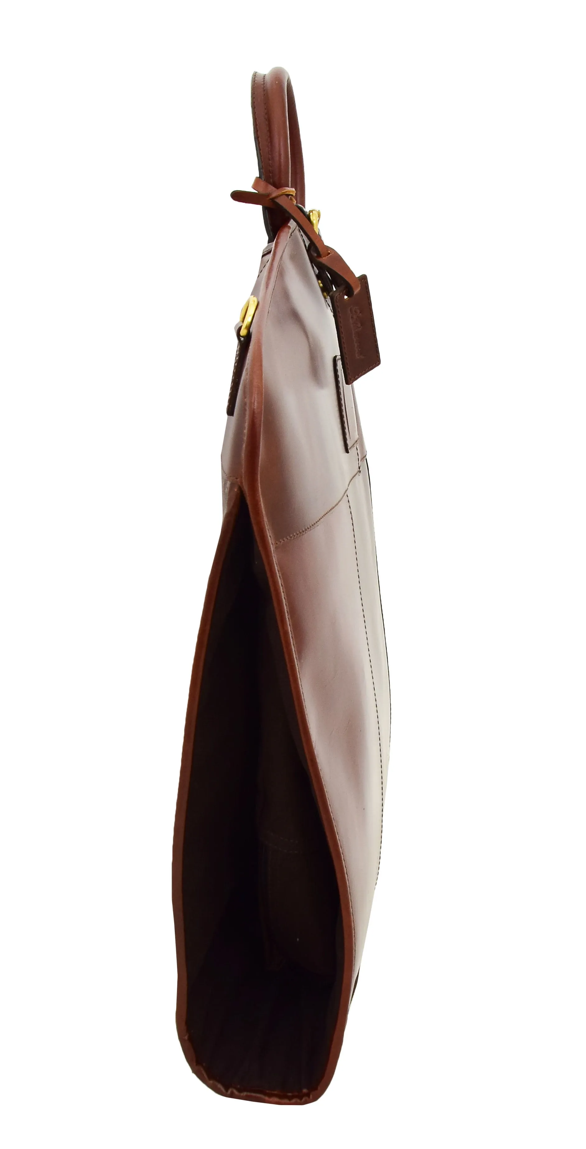 DR281 Buffalo Leather Suit Carrier Garment Bag Brandy