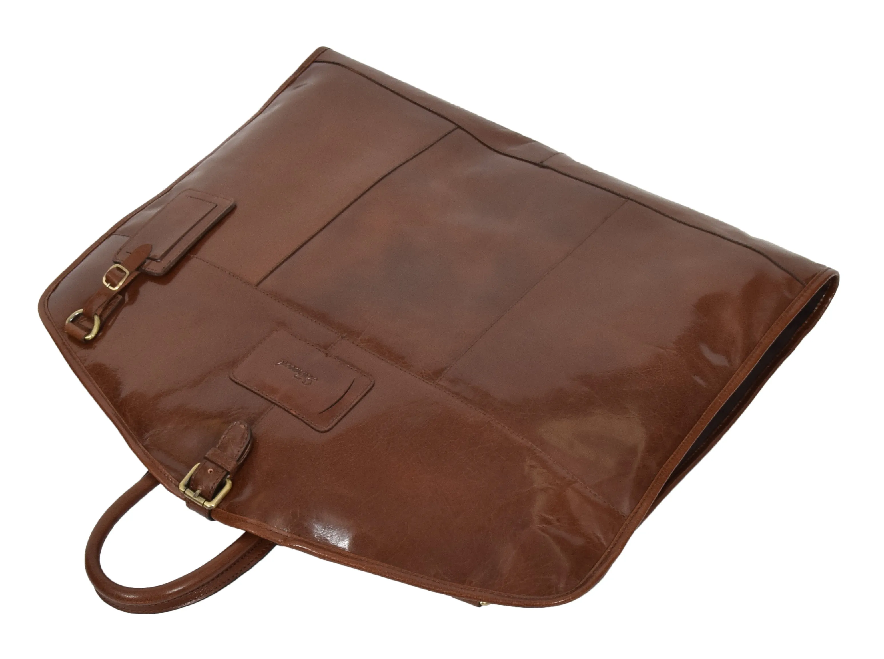 DR281 Buffalo Leather Suit Carrier Garment Bag Chestnut