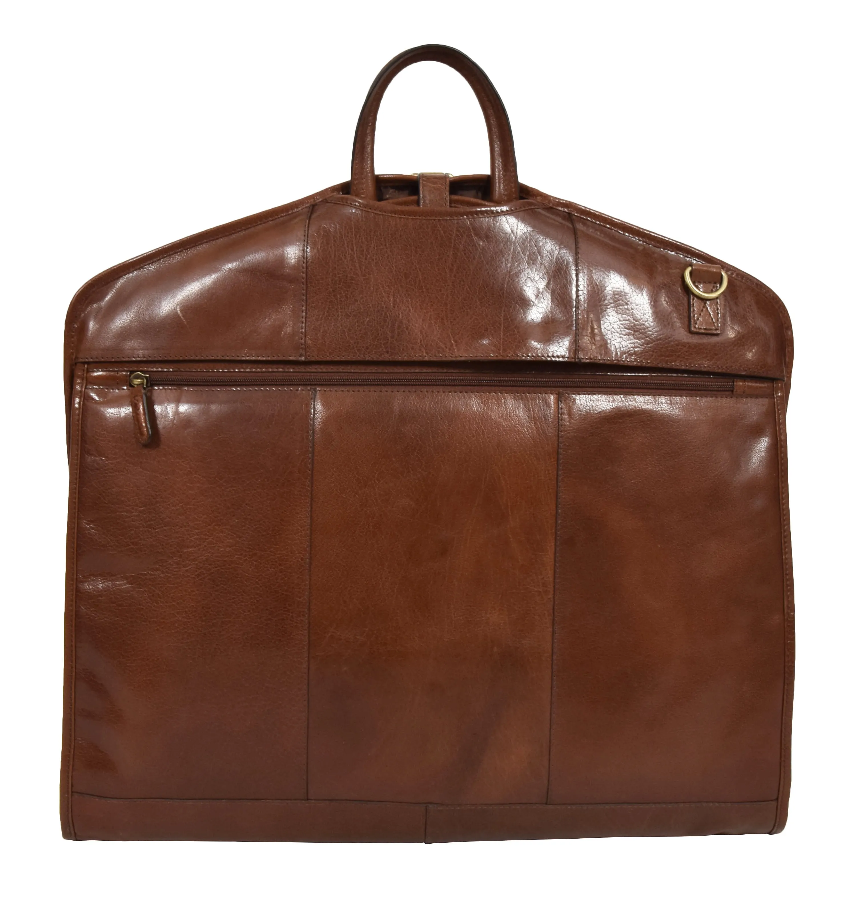 DR281 Buffalo Leather Suit Carrier Garment Bag Chestnut