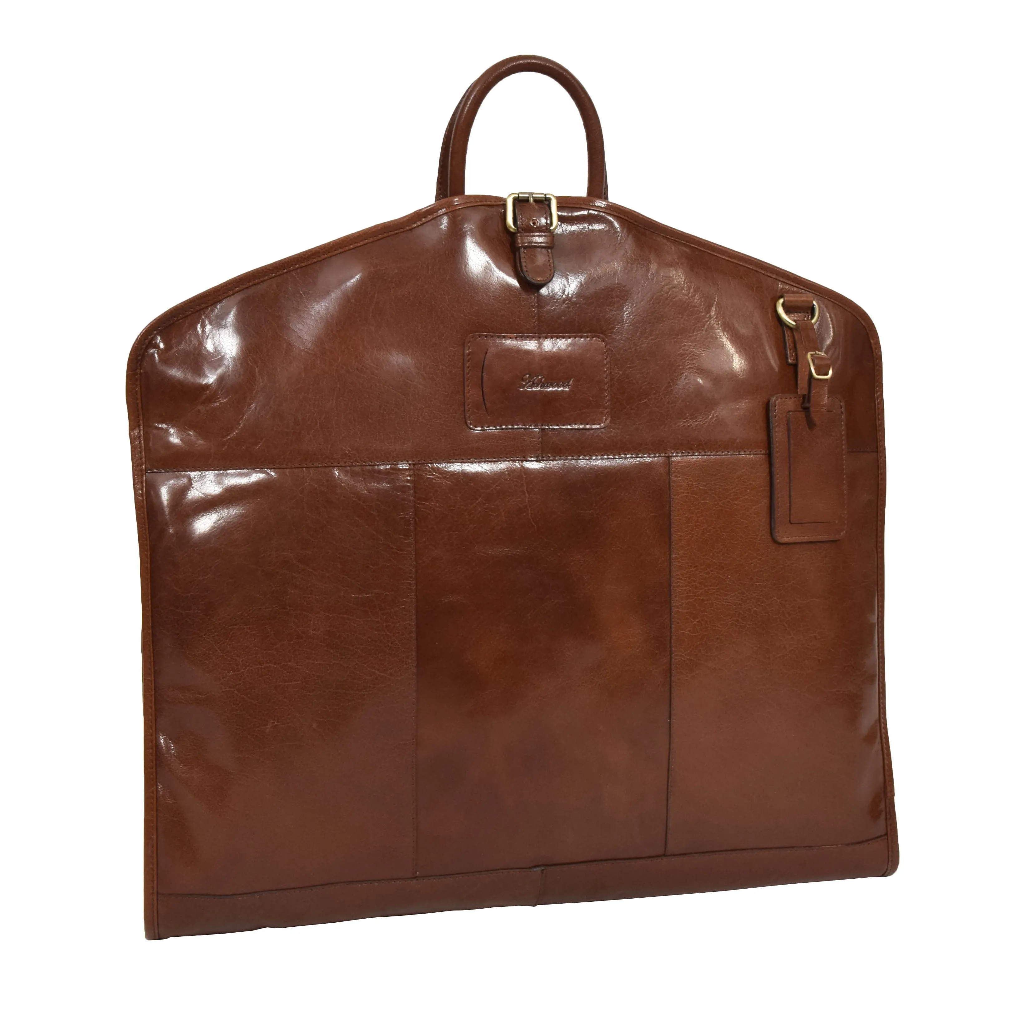 DR281 Buffalo Leather Suit Carrier Garment Bag Chestnut