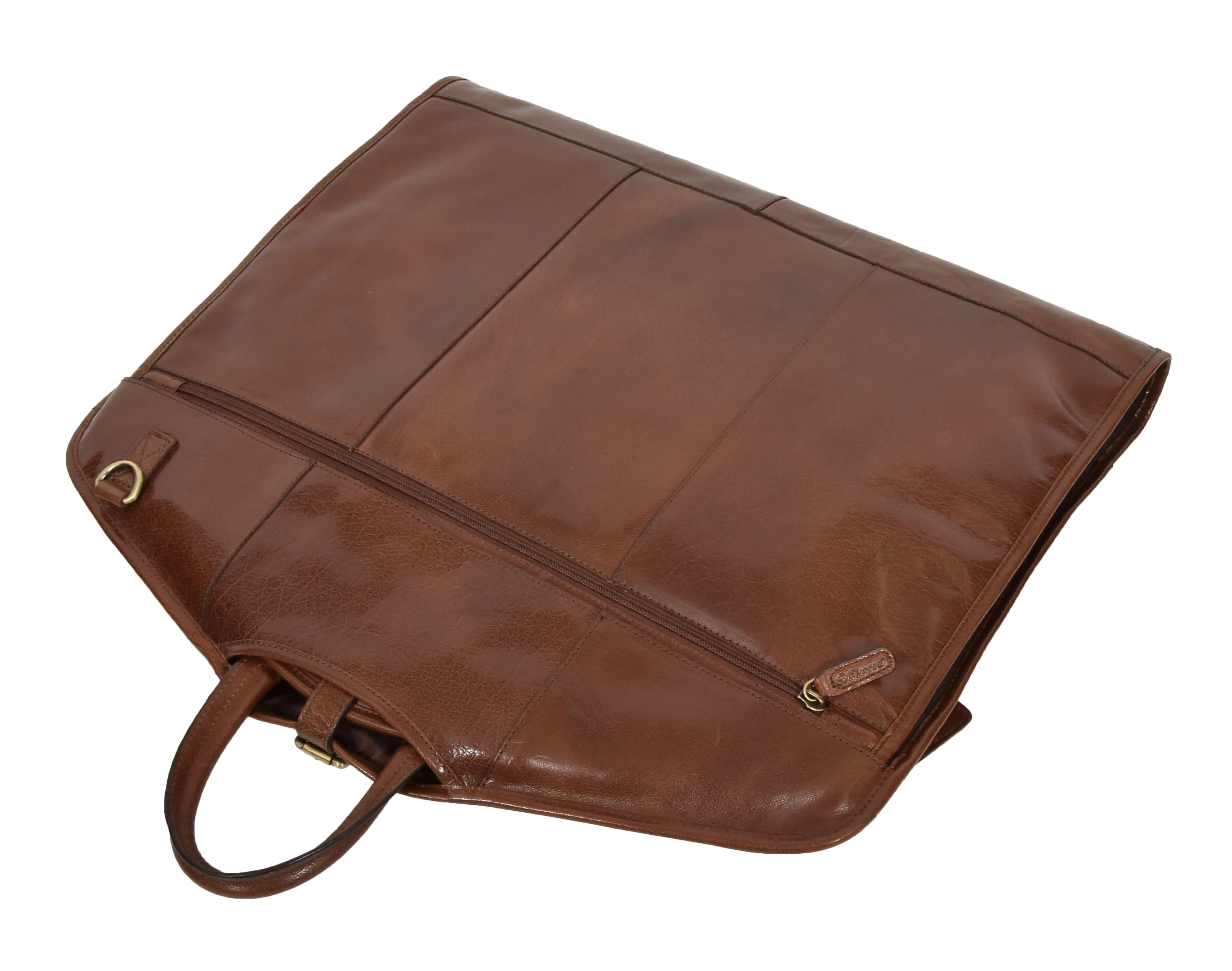 DR281 Buffalo Leather Suit Carrier Garment Bag Chestnut