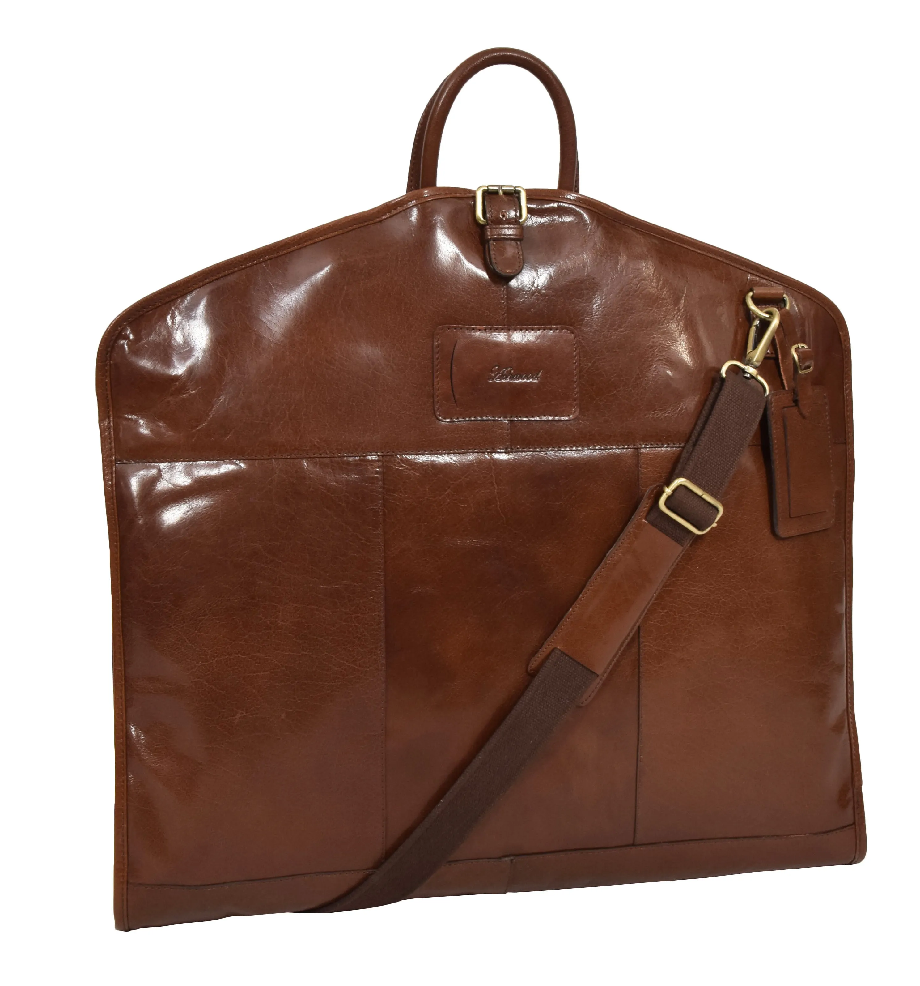 DR281 Buffalo Leather Suit Carrier Garment Bag Chestnut