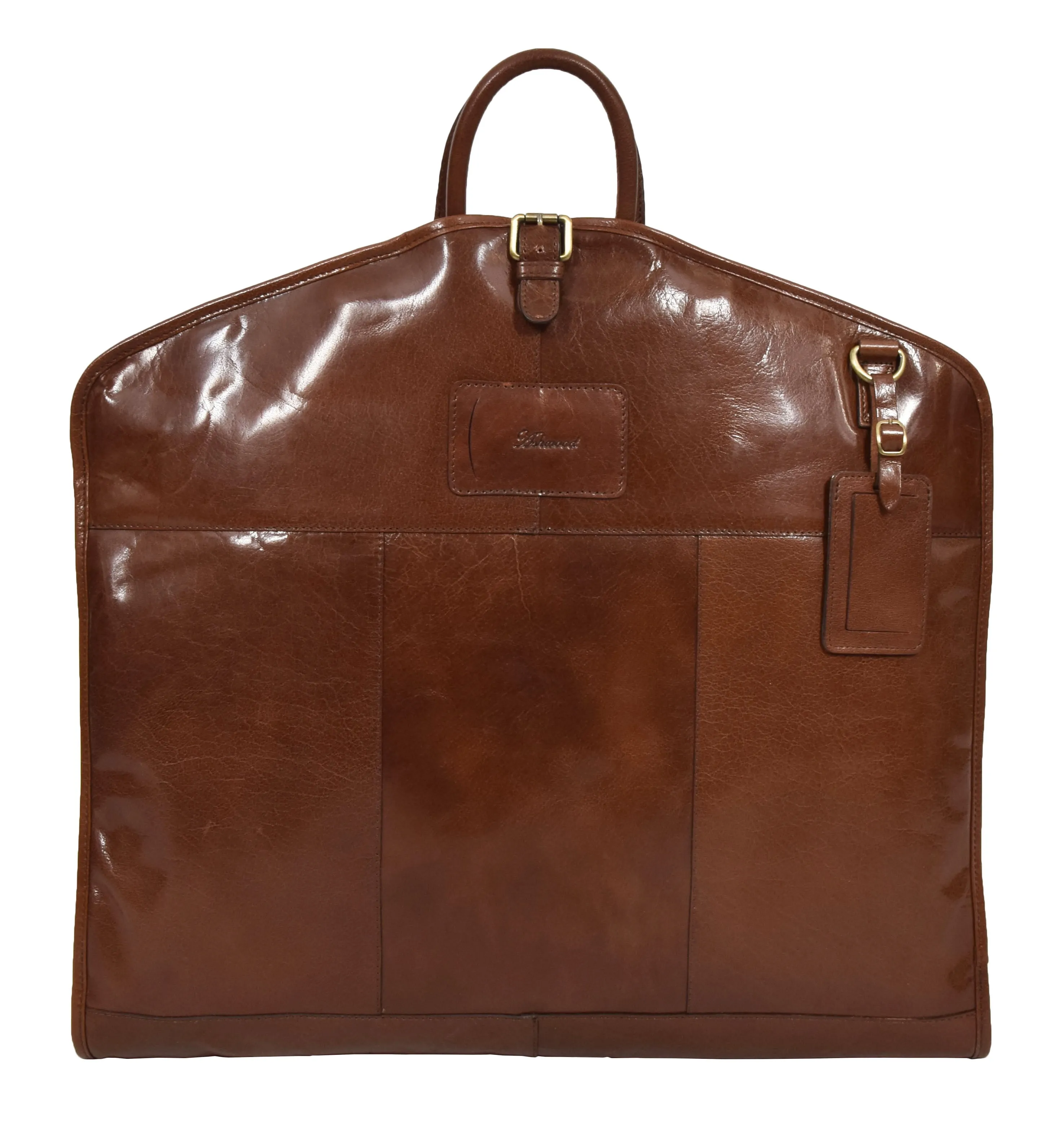 DR281 Buffalo Leather Suit Carrier Garment Bag Chestnut