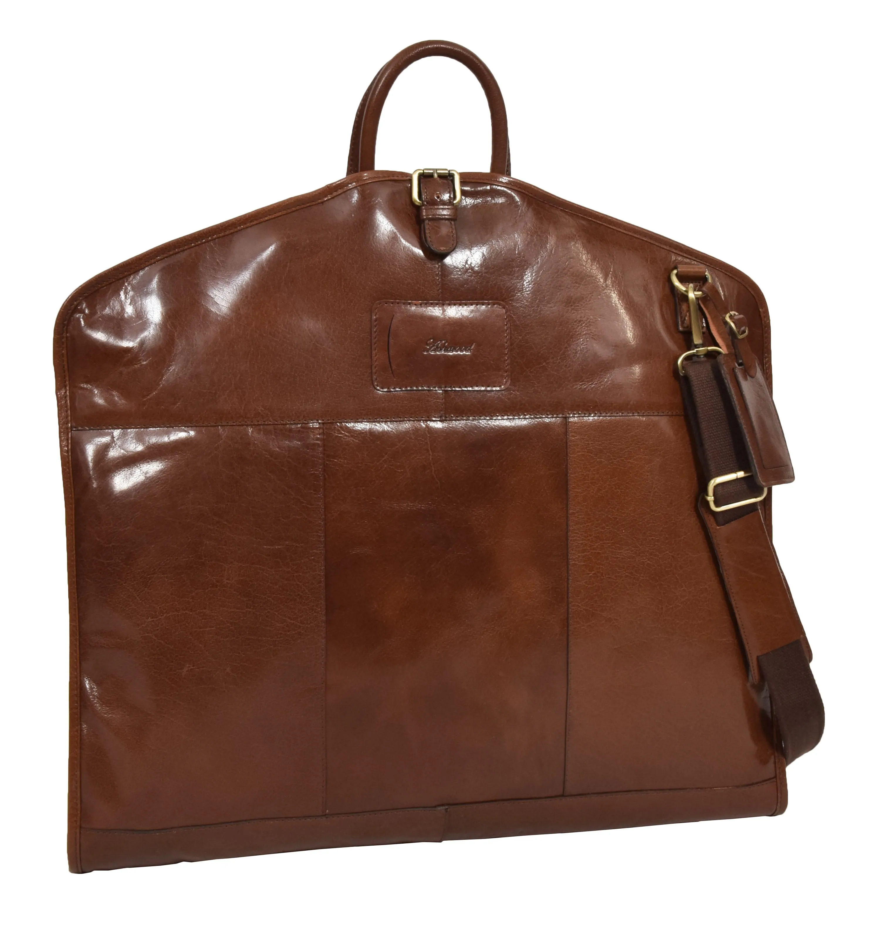 DR281 Buffalo Leather Suit Carrier Garment Bag Chestnut