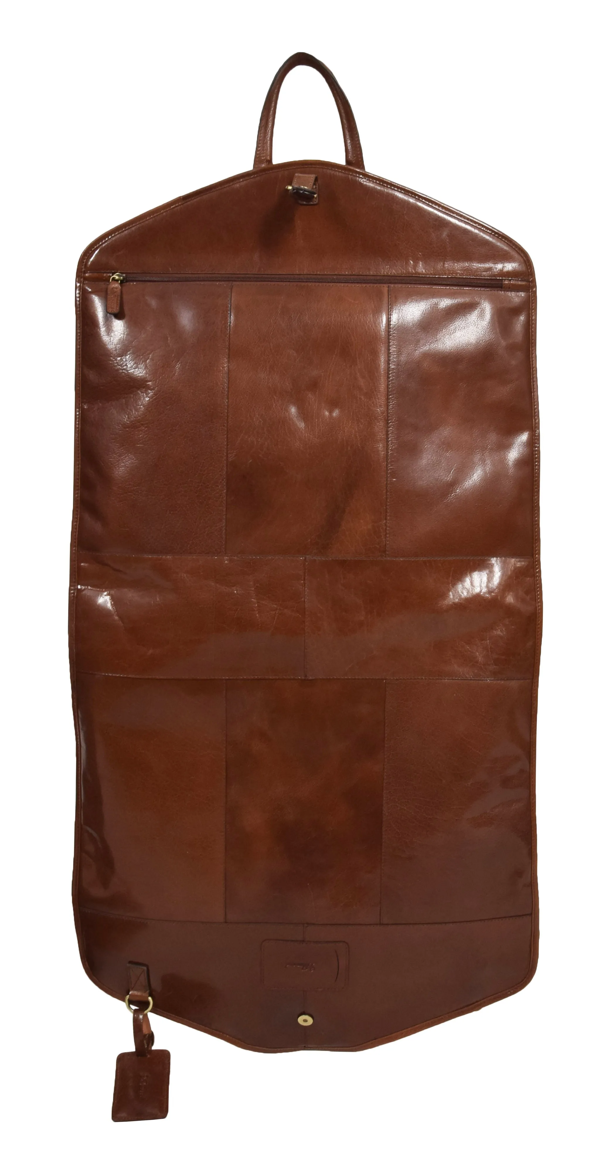 DR281 Buffalo Leather Suit Carrier Garment Bag Chestnut