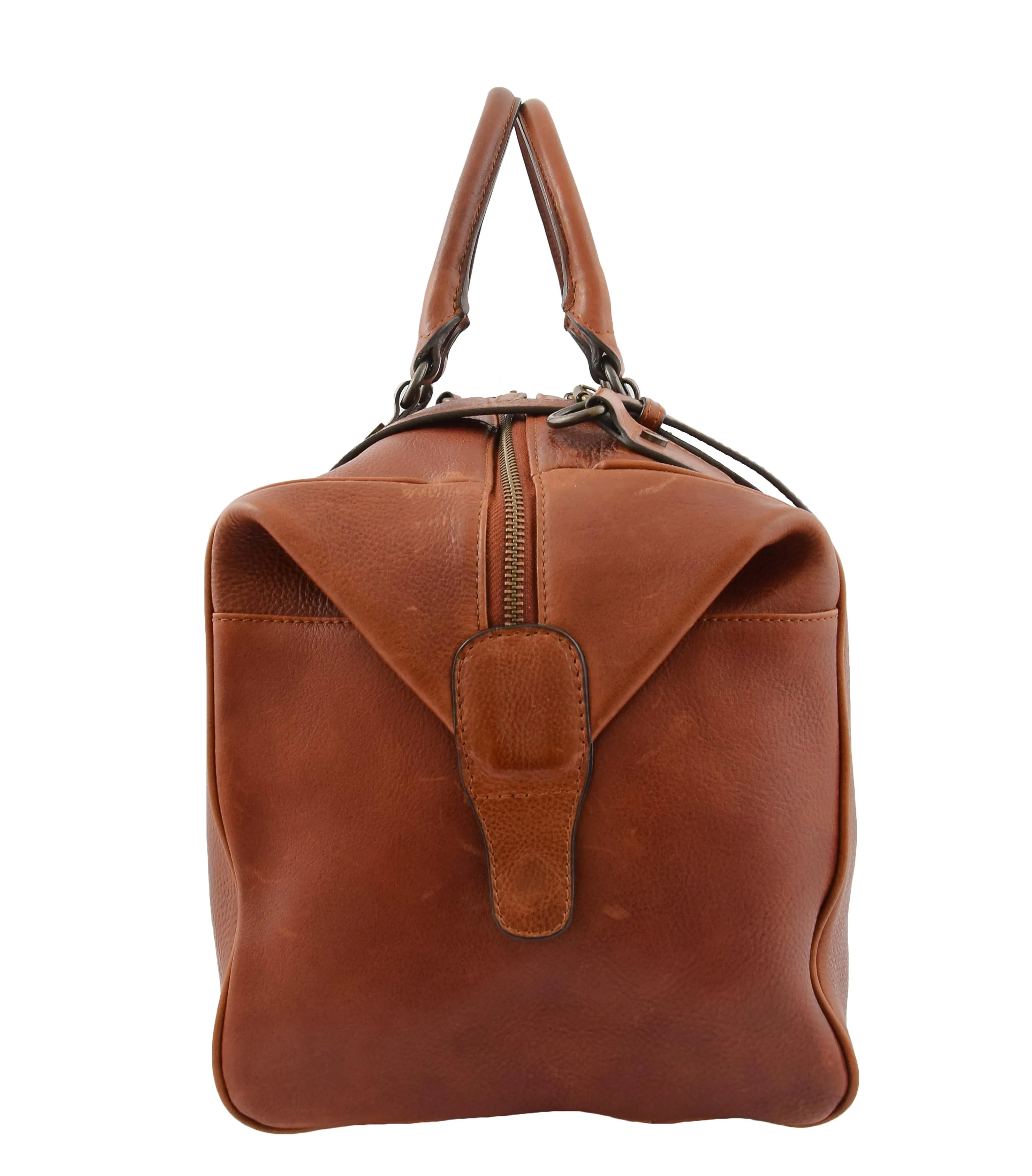 DR291 Italian Leather Travel Bag Holdall Stylish Chestnut