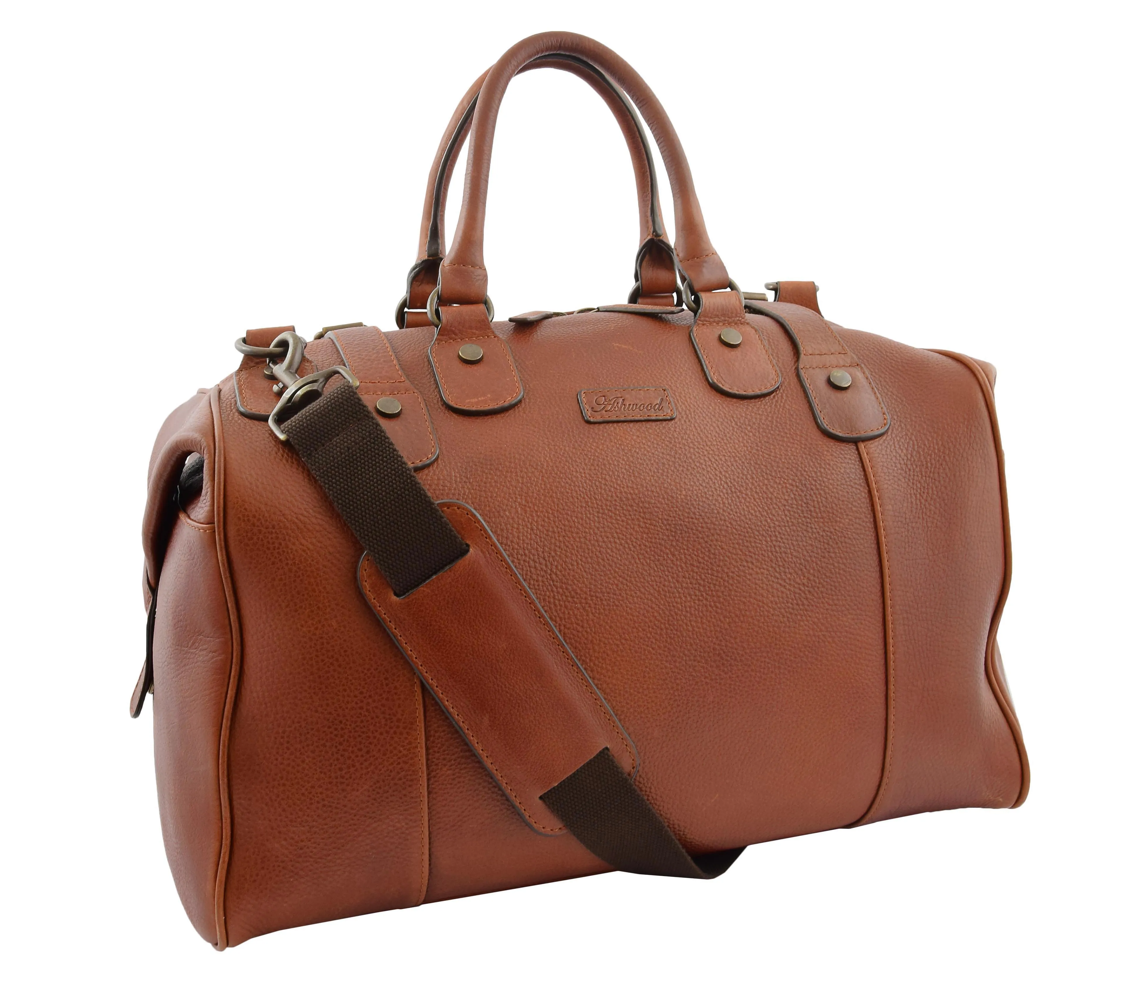 DR291 Italian Leather Travel Bag Holdall Stylish Chestnut