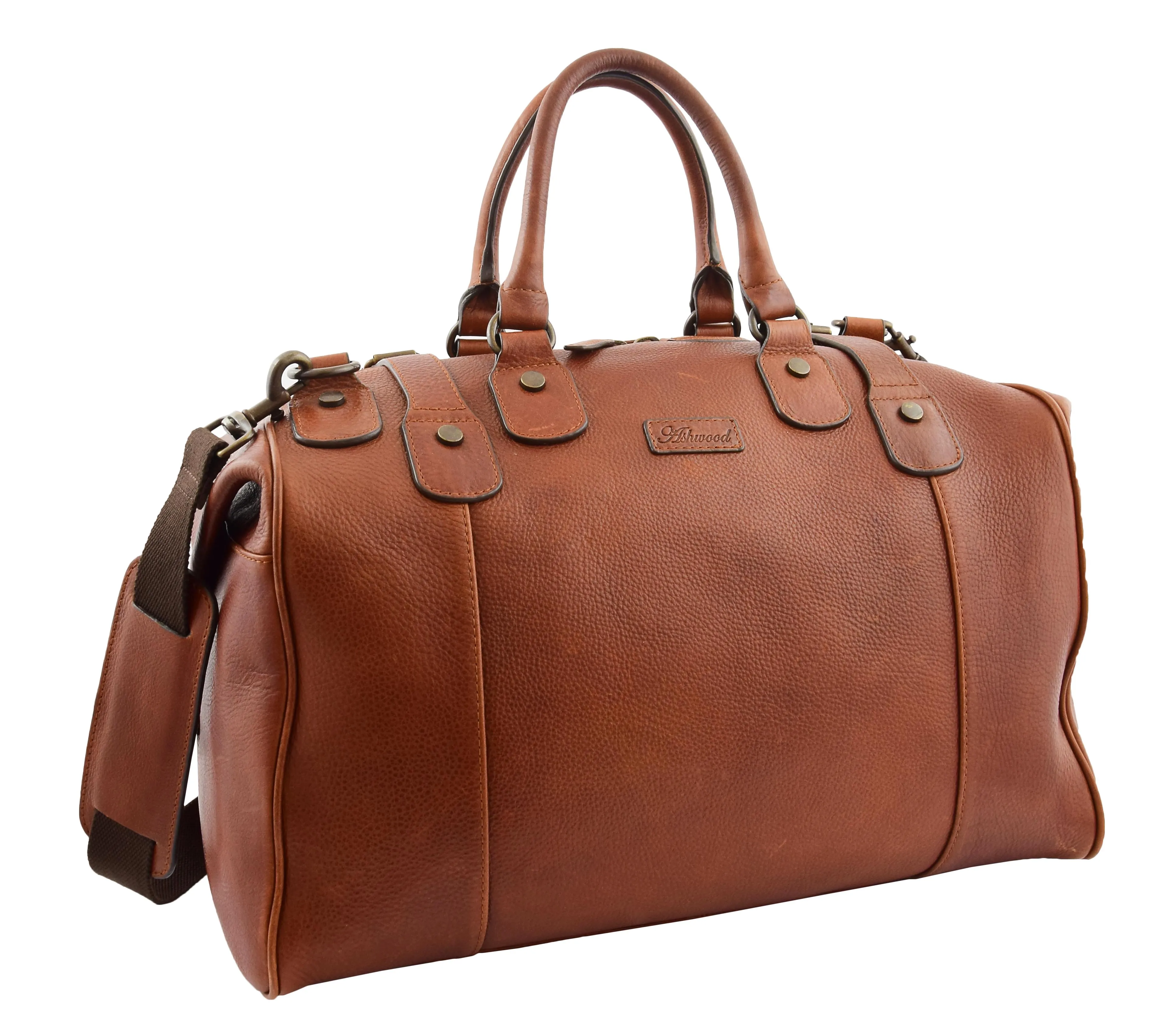 DR291 Italian Leather Travel Bag Holdall Stylish Chestnut