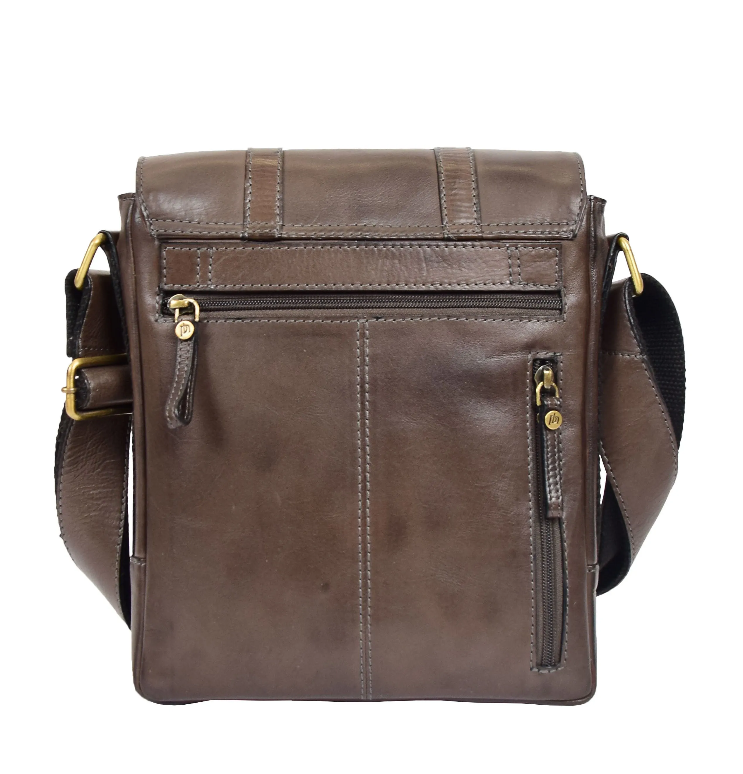 DR327 Men's Two Tone Leather Cross Body Bag Brown