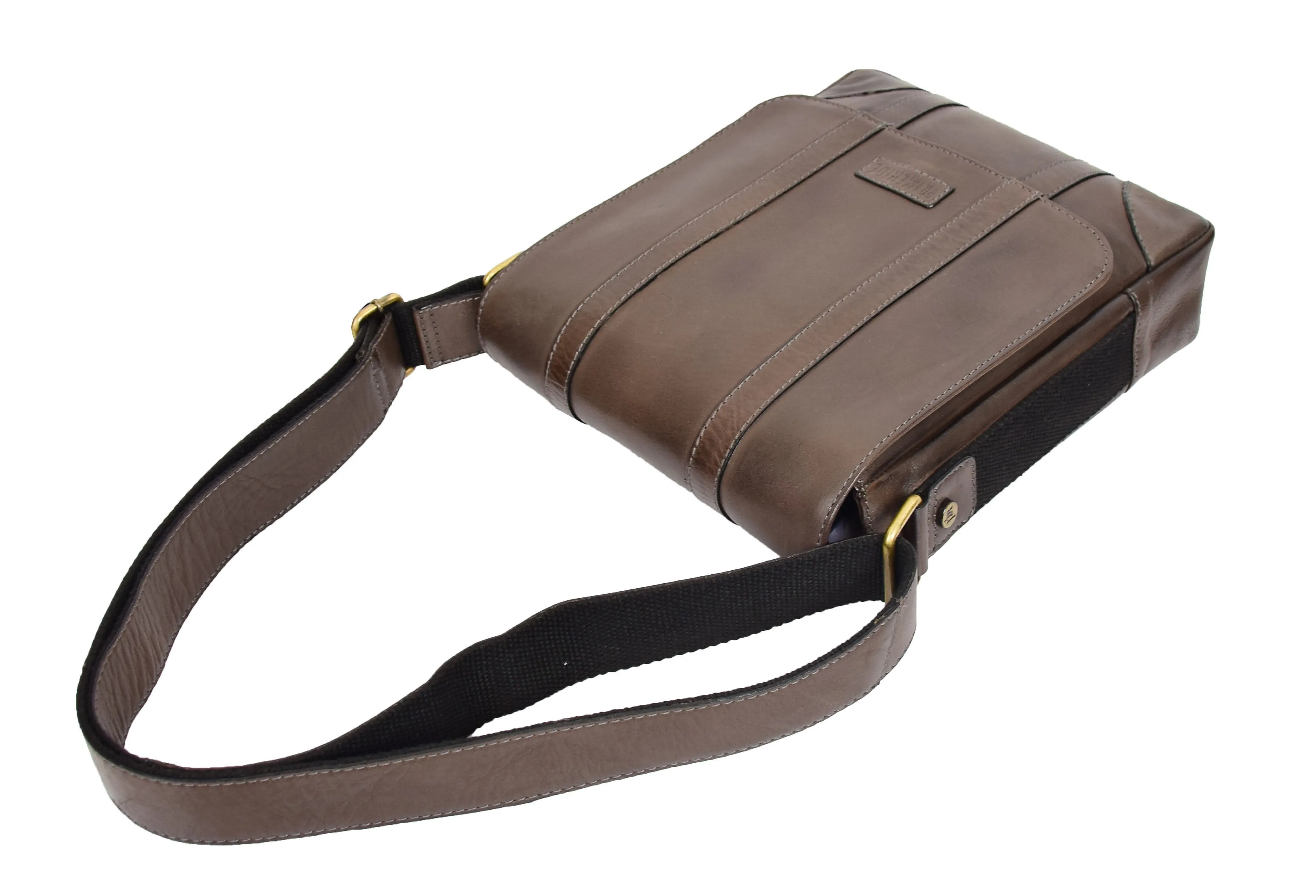 DR327 Men's Two Tone Leather Cross Body Bag Brown