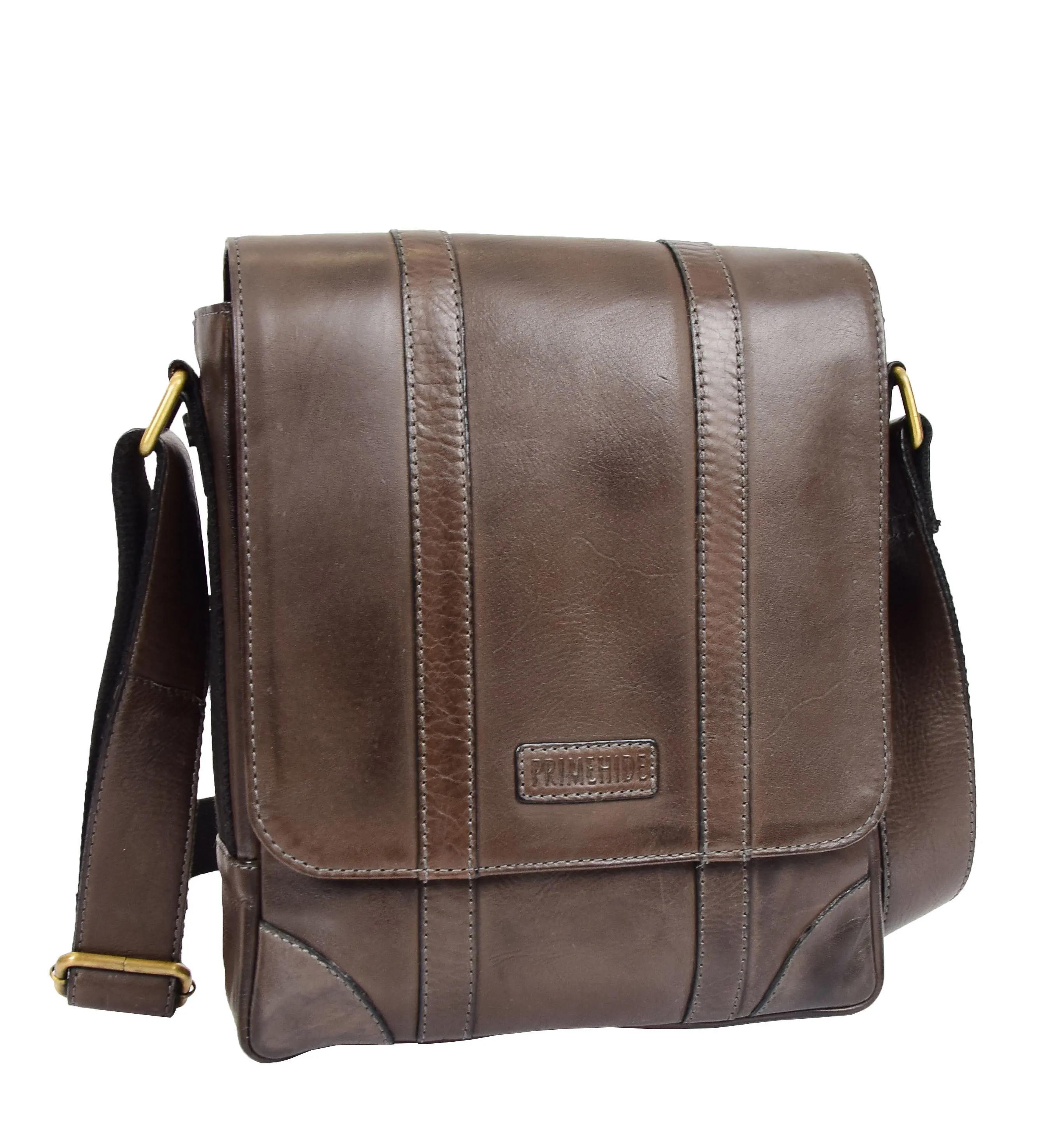 DR327 Men's Two Tone Leather Cross Body Bag Brown