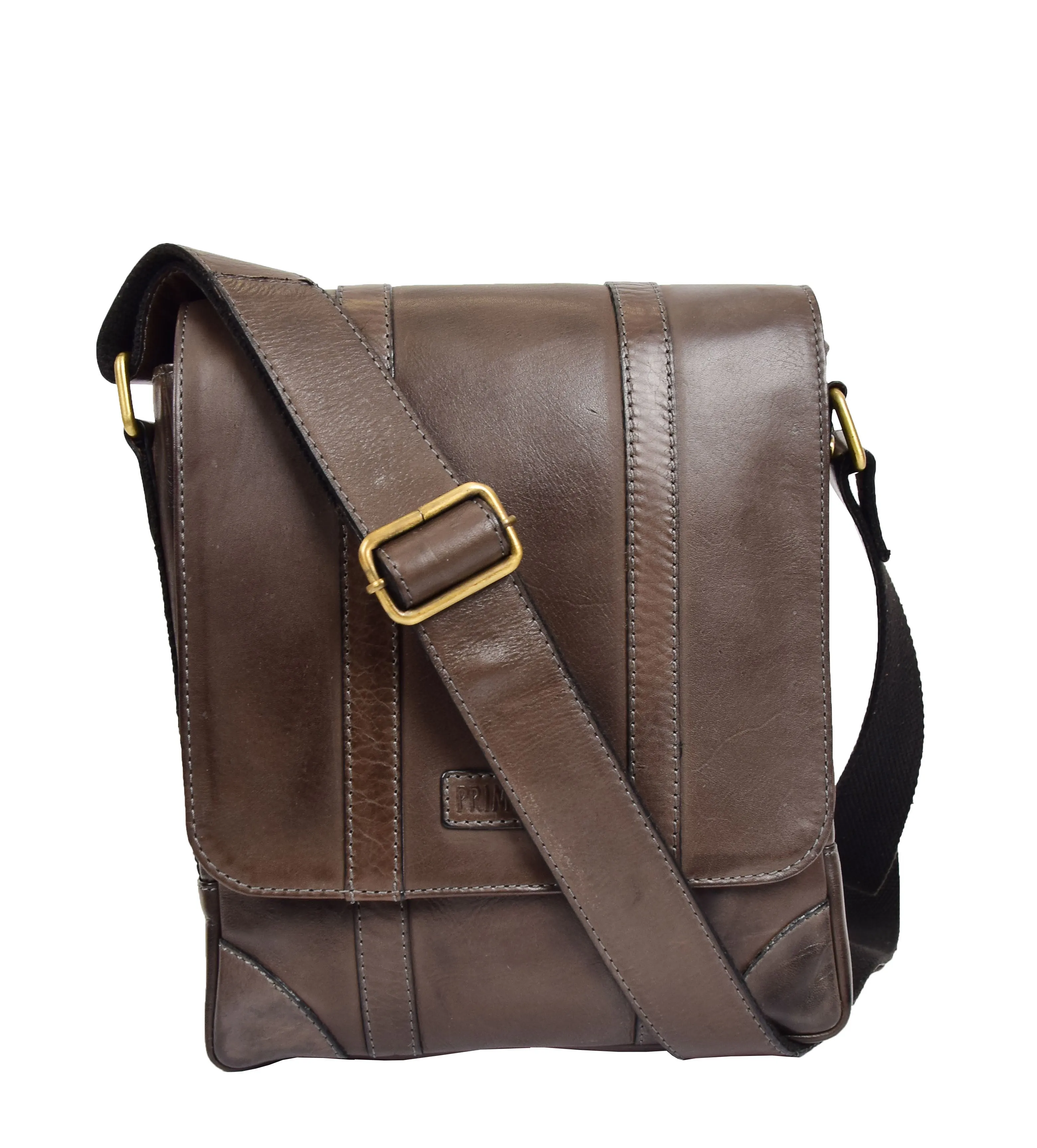 DR327 Men's Two Tone Leather Cross Body Bag Brown