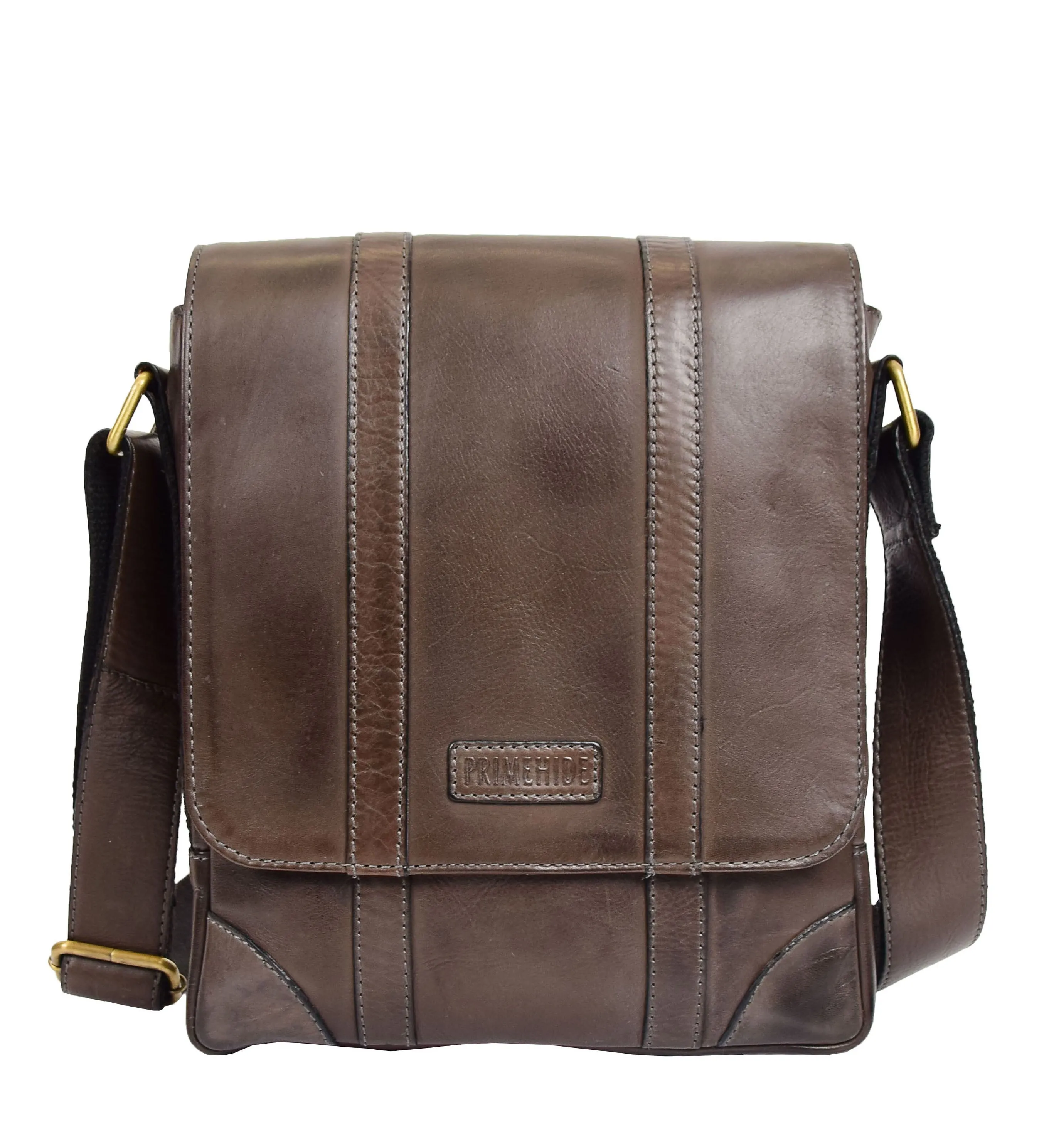DR327 Men's Two Tone Leather Cross Body Bag Brown