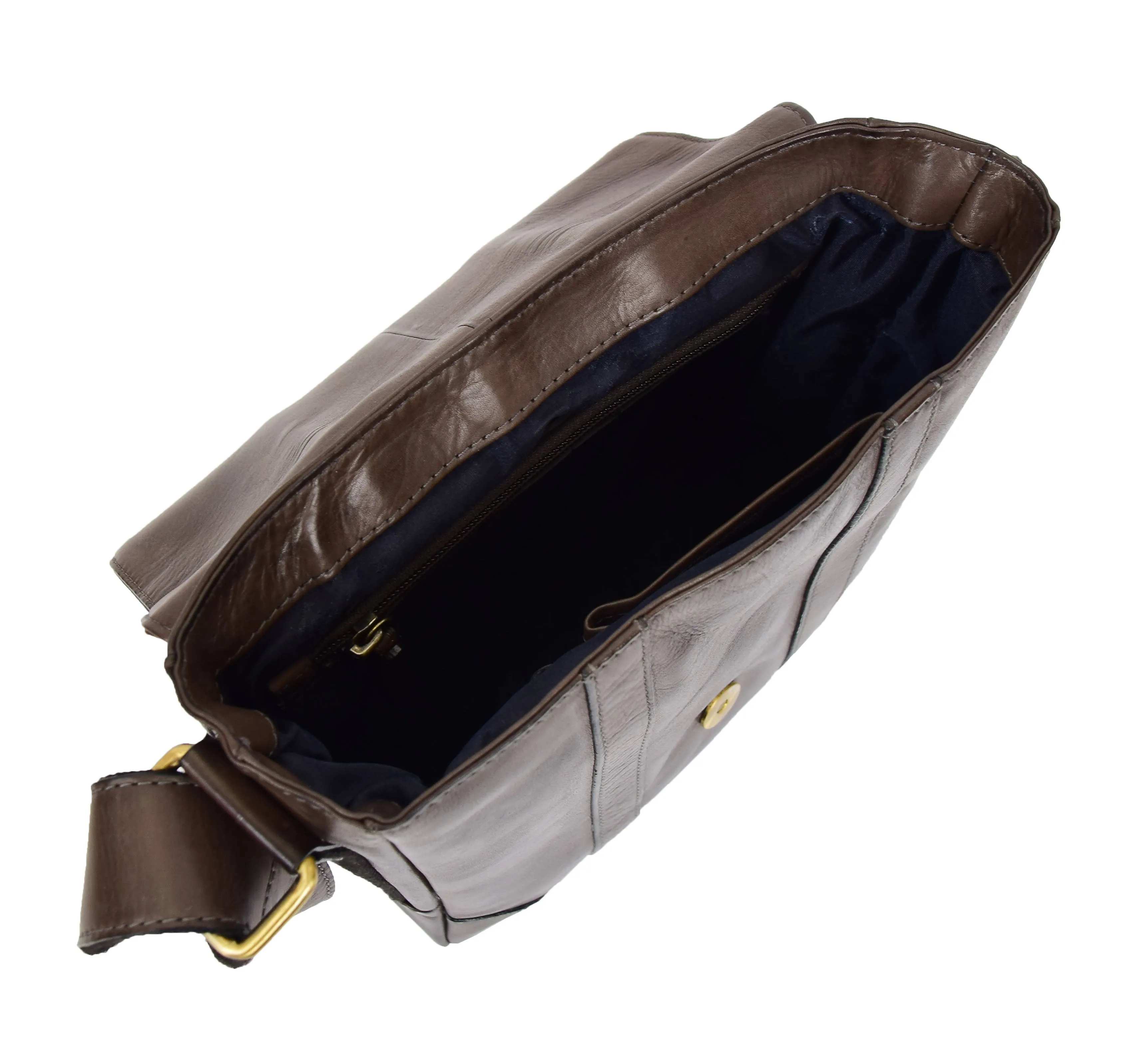 DR327 Men's Two Tone Leather Cross Body Bag Brown