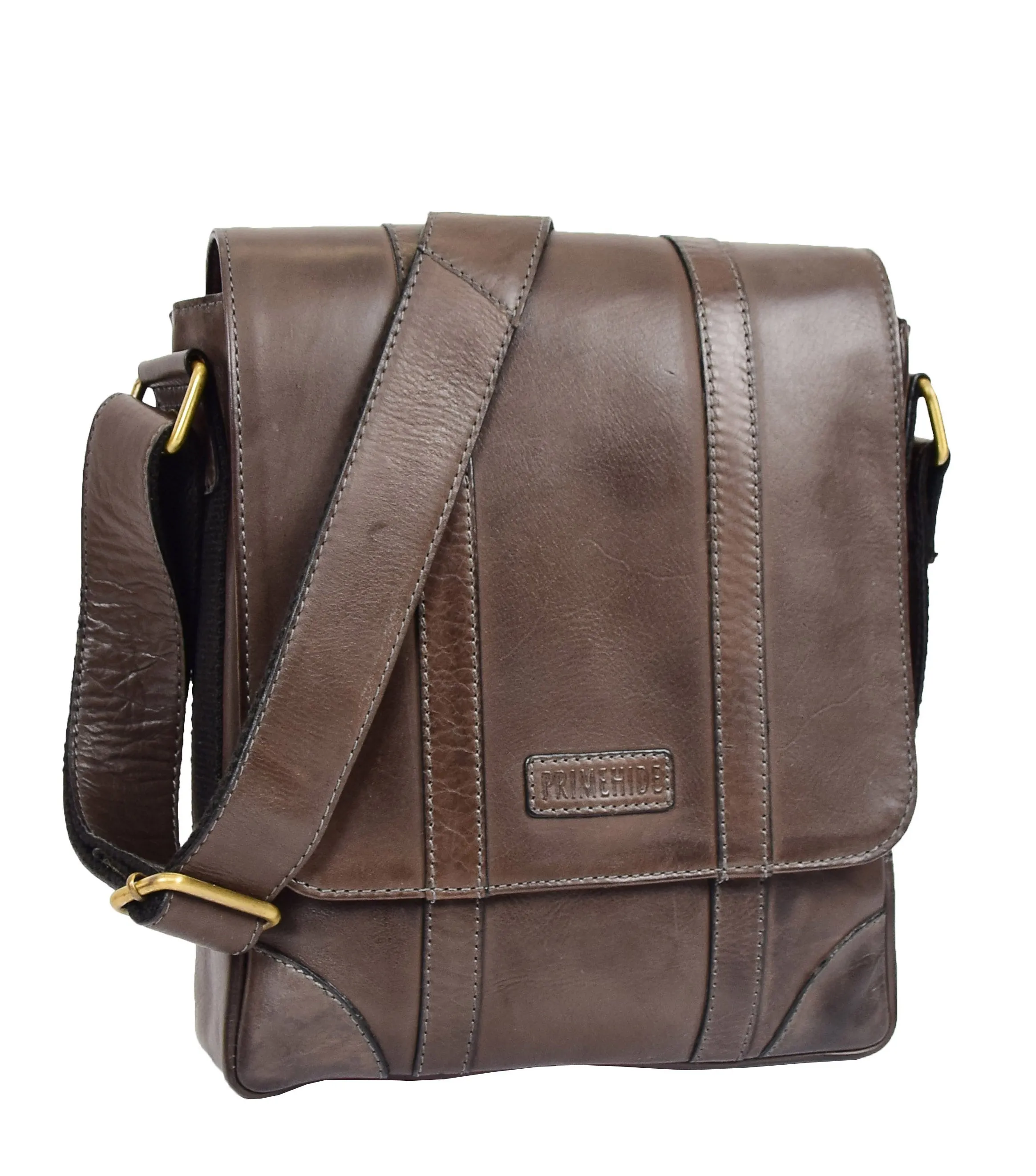 DR327 Men's Two Tone Leather Cross Body Bag Brown