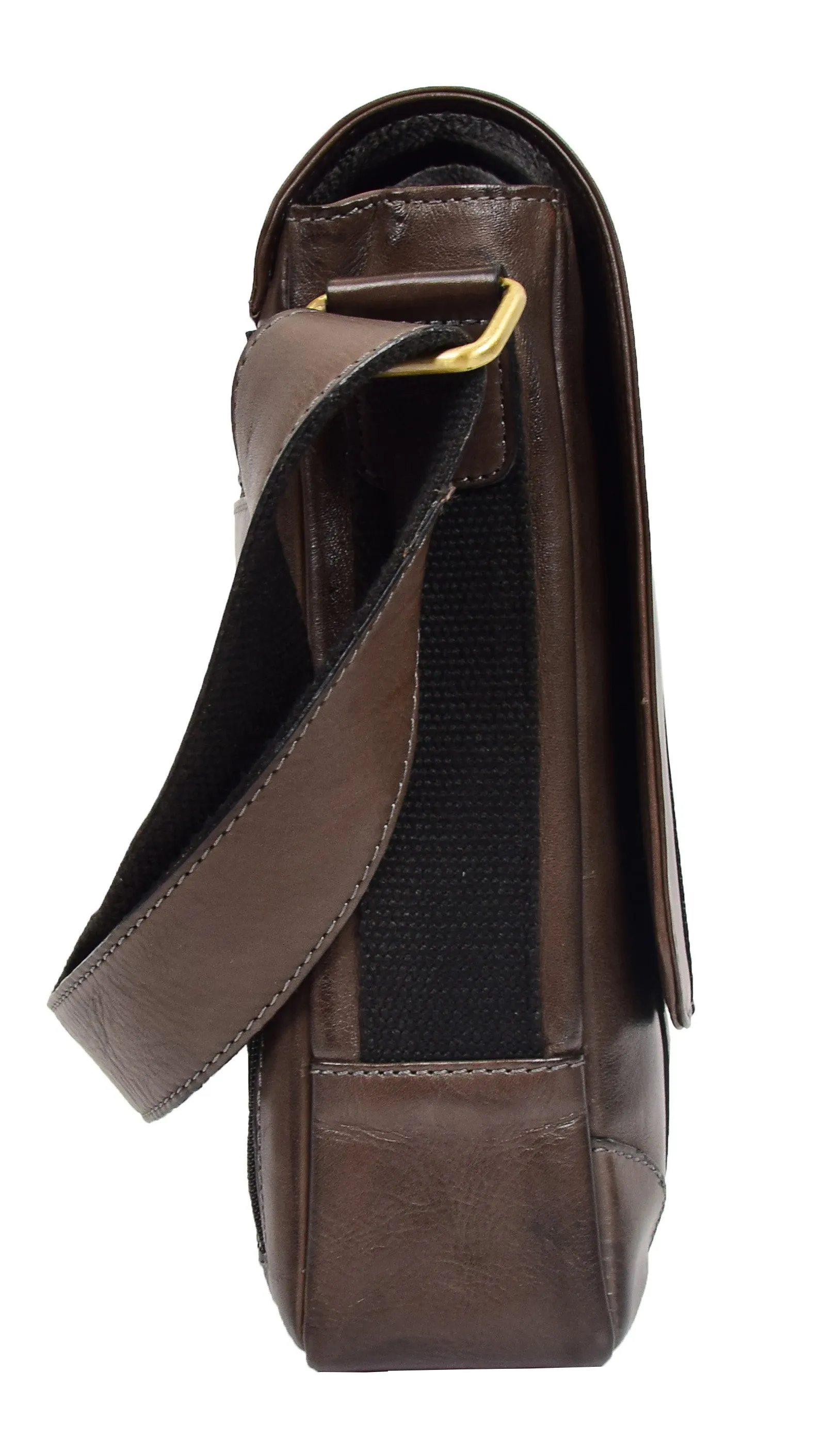 DR327 Men's Two Tone Leather Cross Body Bag Brown