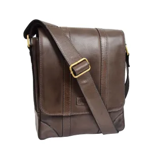 DR327 Men's Two Tone Leather Cross Body Bag Brown