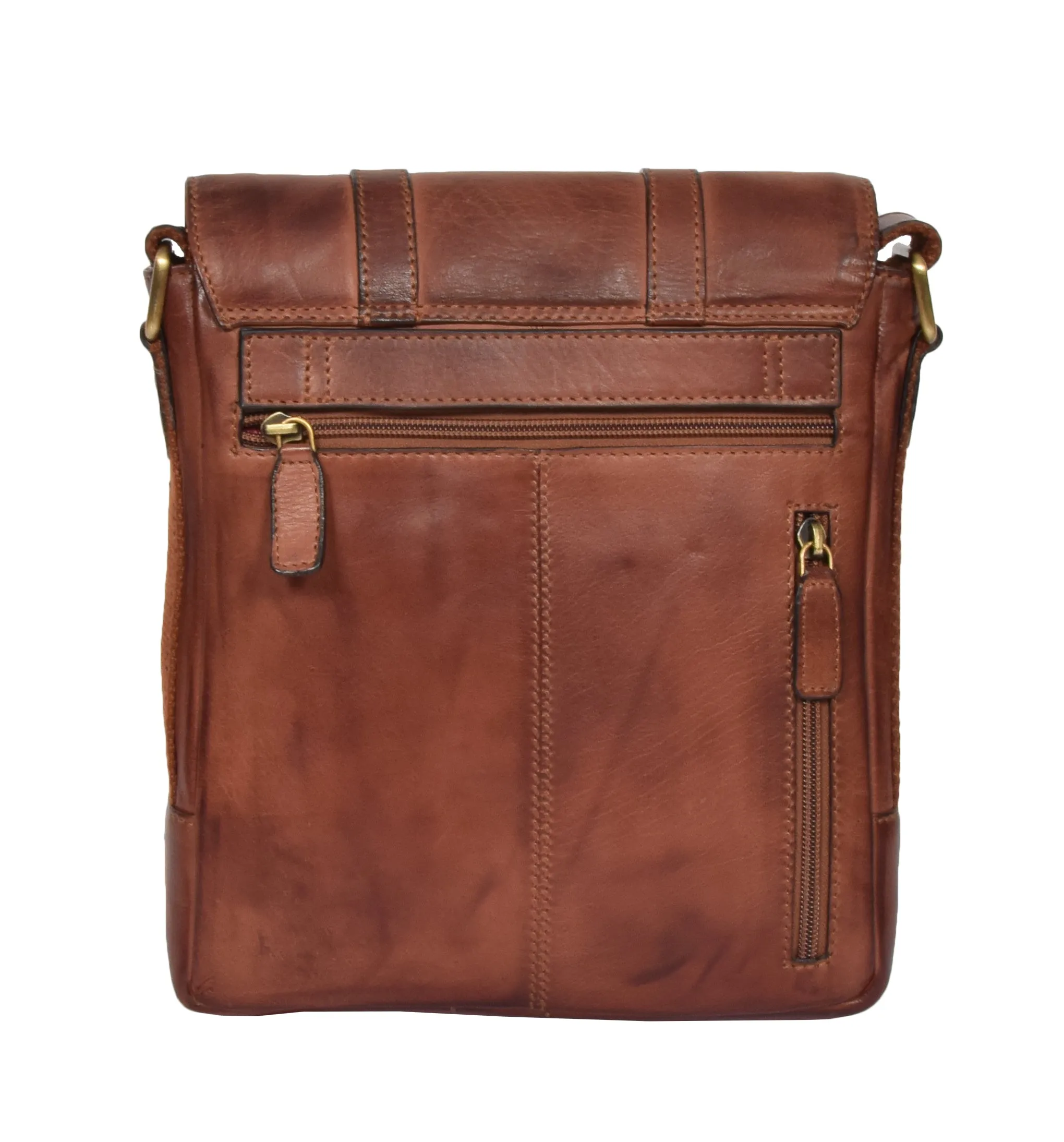 DR327 Men's Two Tone Leather Cross Body Bag Tan