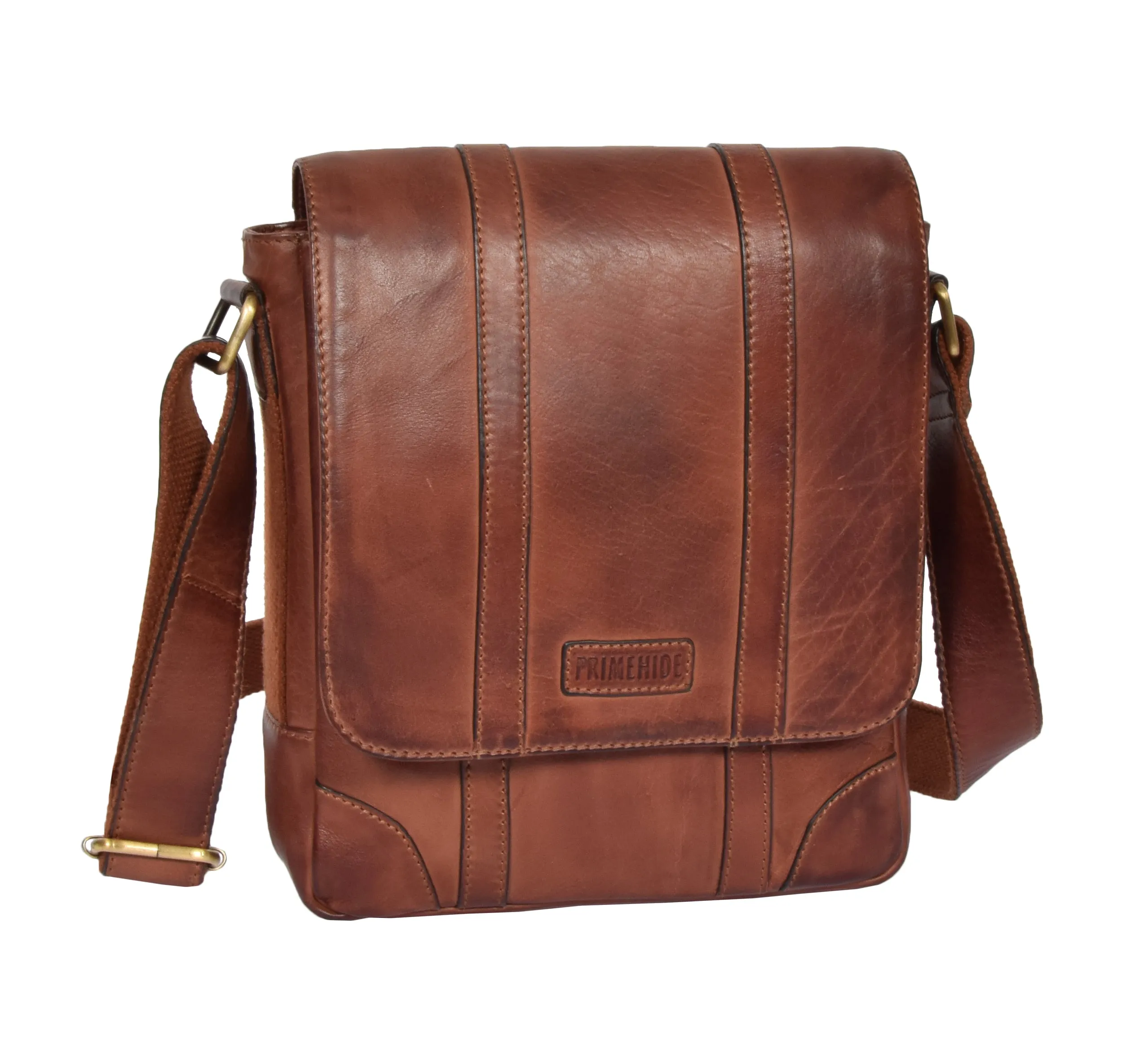 DR327 Men's Two Tone Leather Cross Body Bag Tan