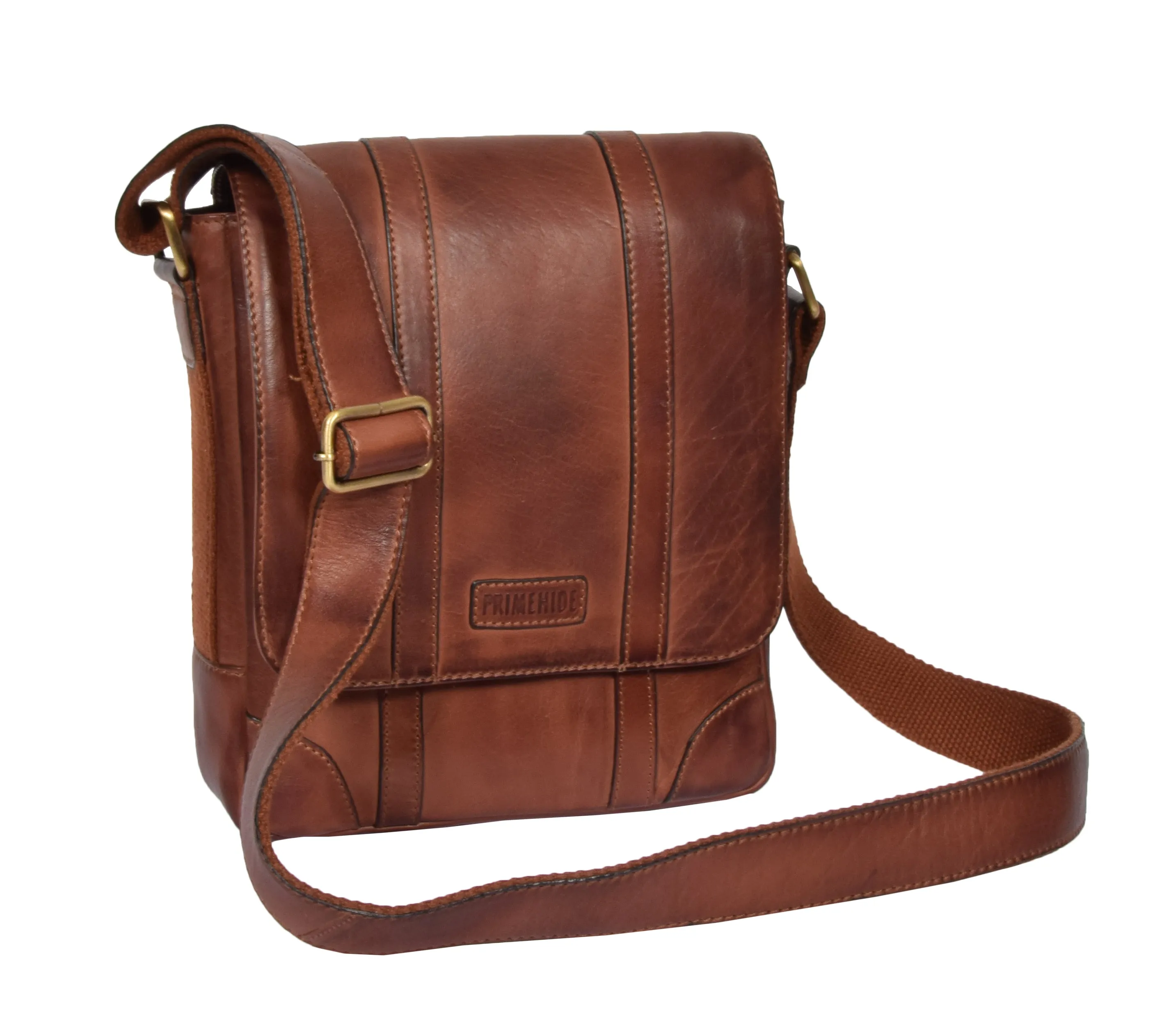 DR327 Men's Two Tone Leather Cross Body Bag Tan