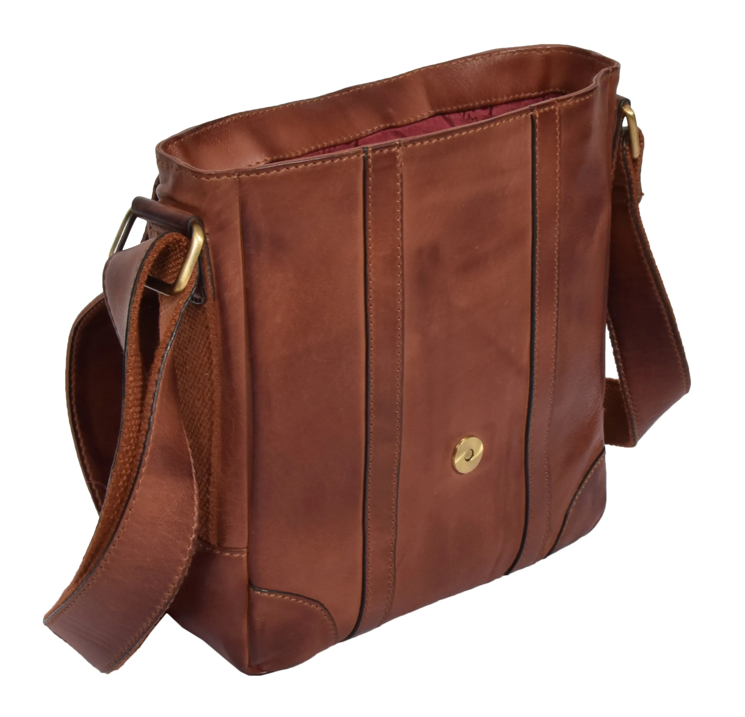 DR327 Men's Two Tone Leather Cross Body Bag Tan