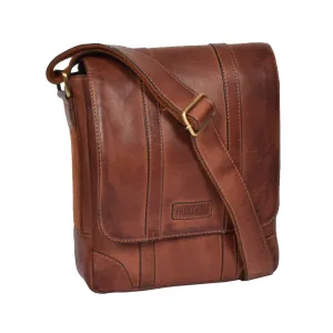 DR327 Men's Two Tone Leather Cross Body Bag Tan