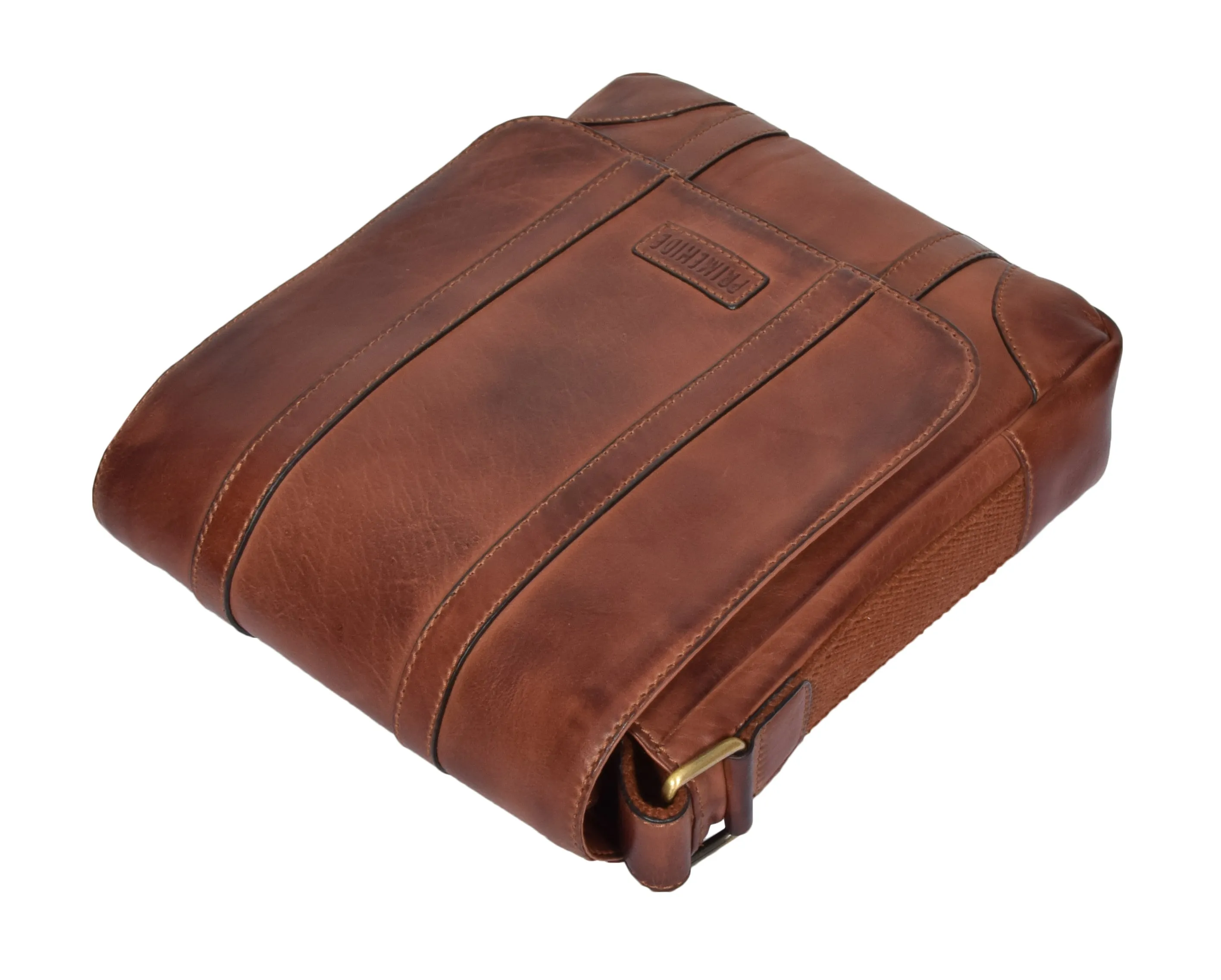 DR327 Men's Two Tone Leather Cross Body Bag Tan