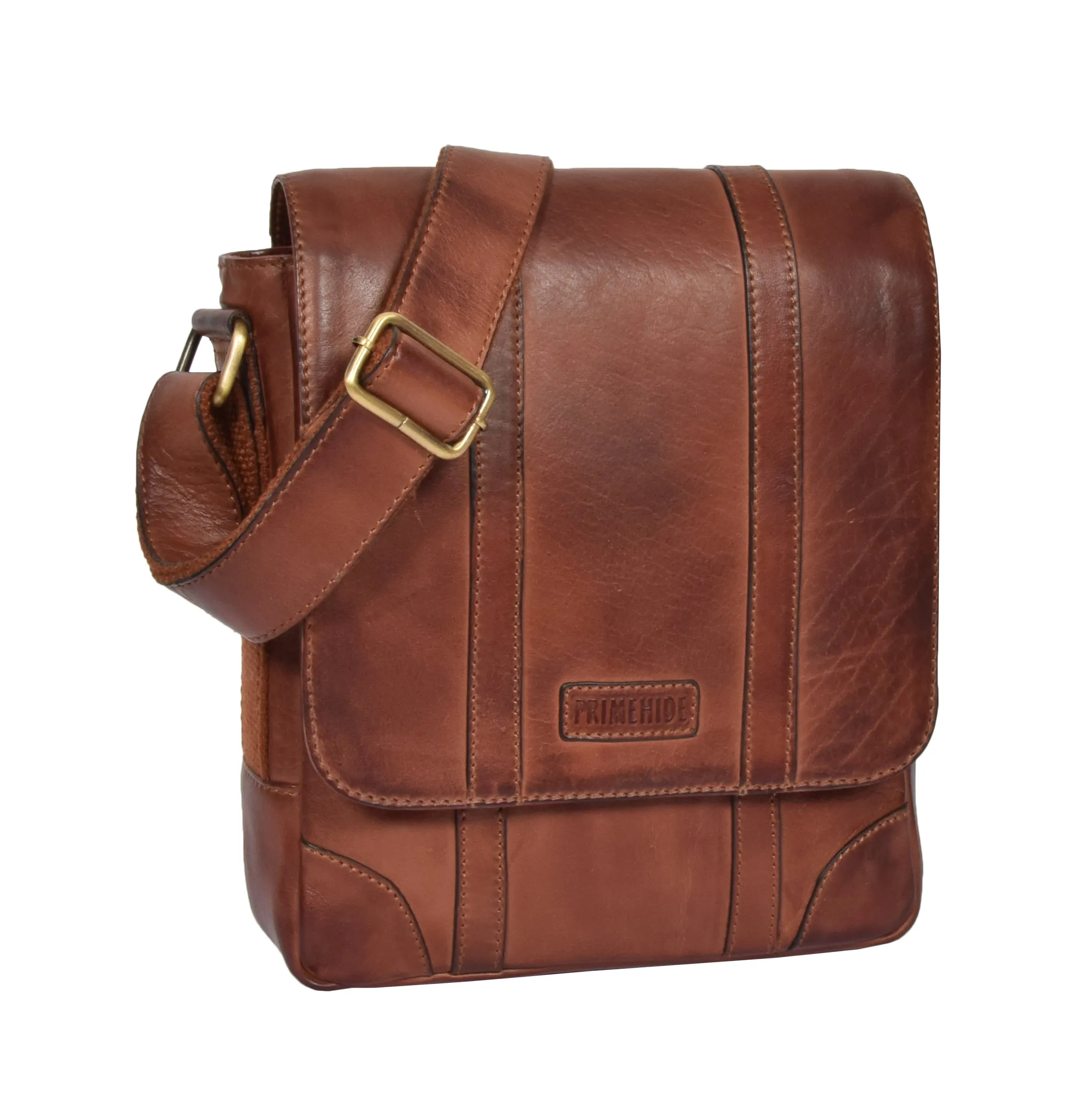 DR327 Men's Two Tone Leather Cross Body Bag Tan