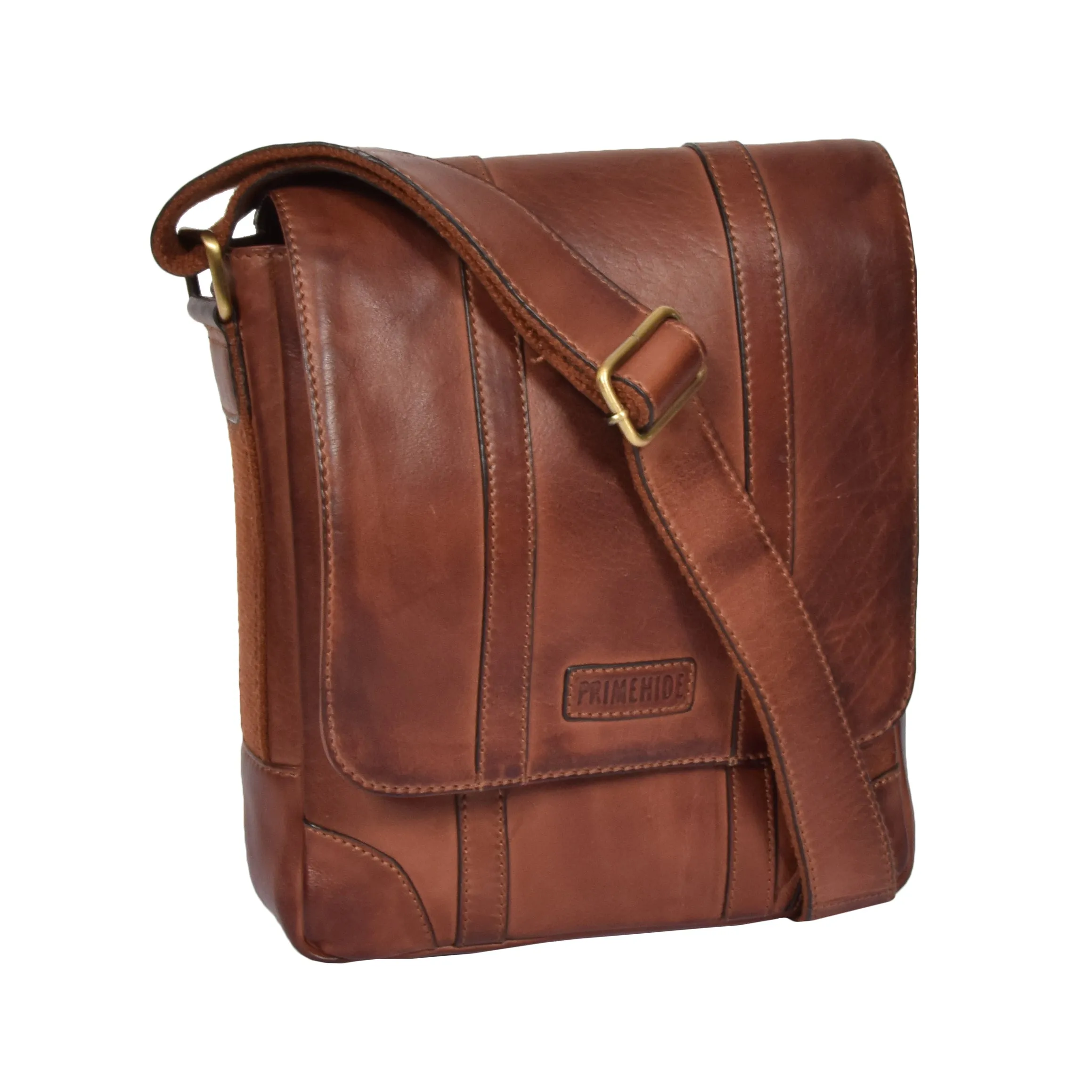 DR327 Men's Two Tone Leather Cross Body Bag Tan