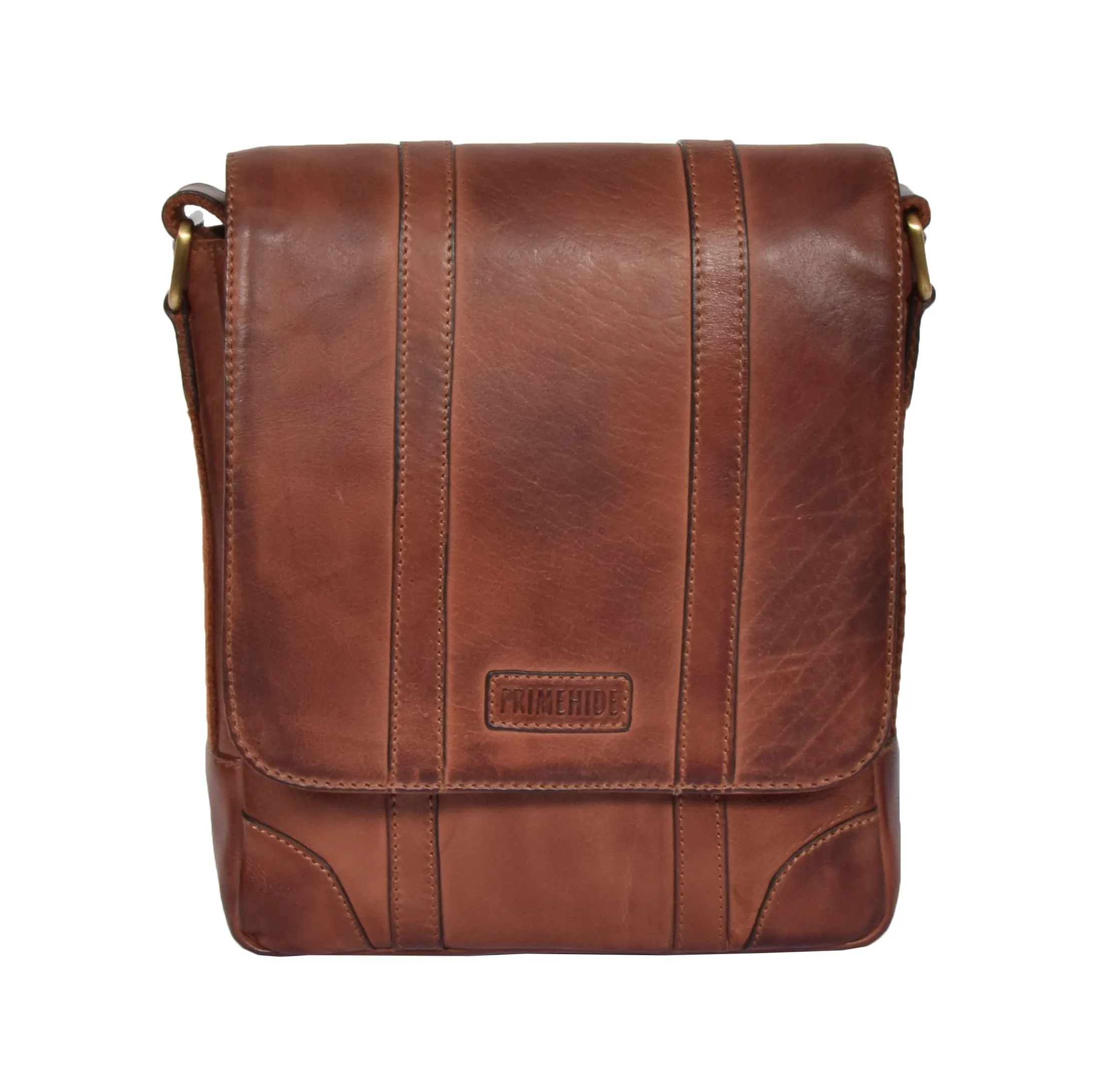 DR327 Men's Two Tone Leather Cross Body Bag Tan