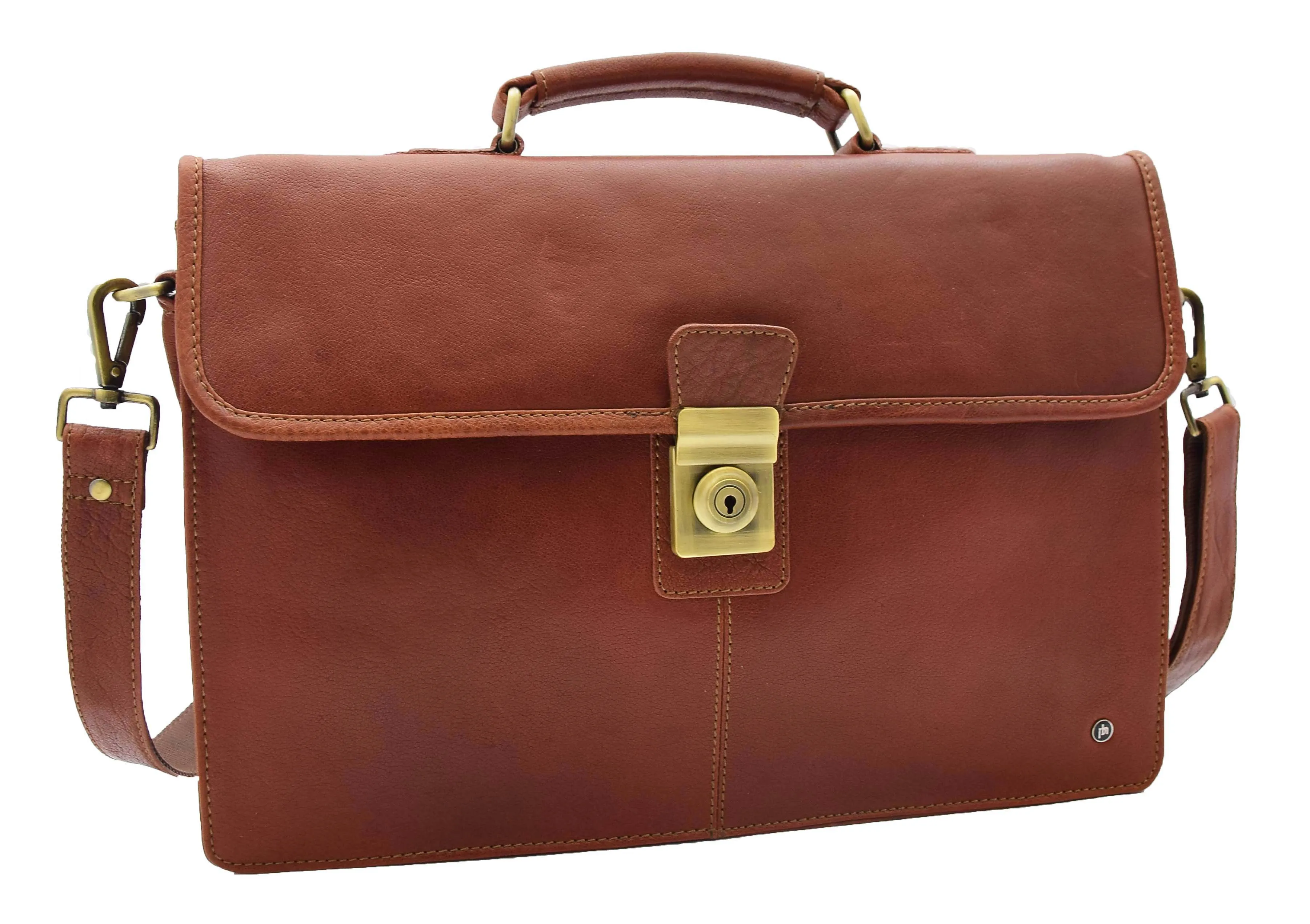 DR331 Men's Leather Slimline Briefcase Business Bag Brown