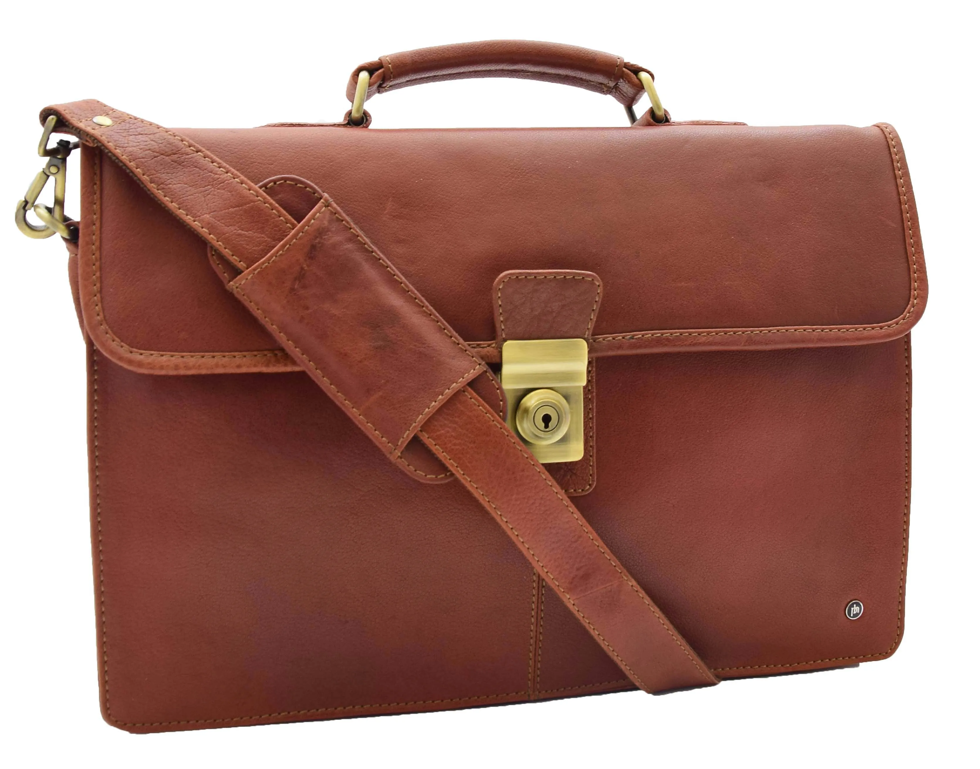 DR331 Men's Leather Slimline Briefcase Business Bag Brown