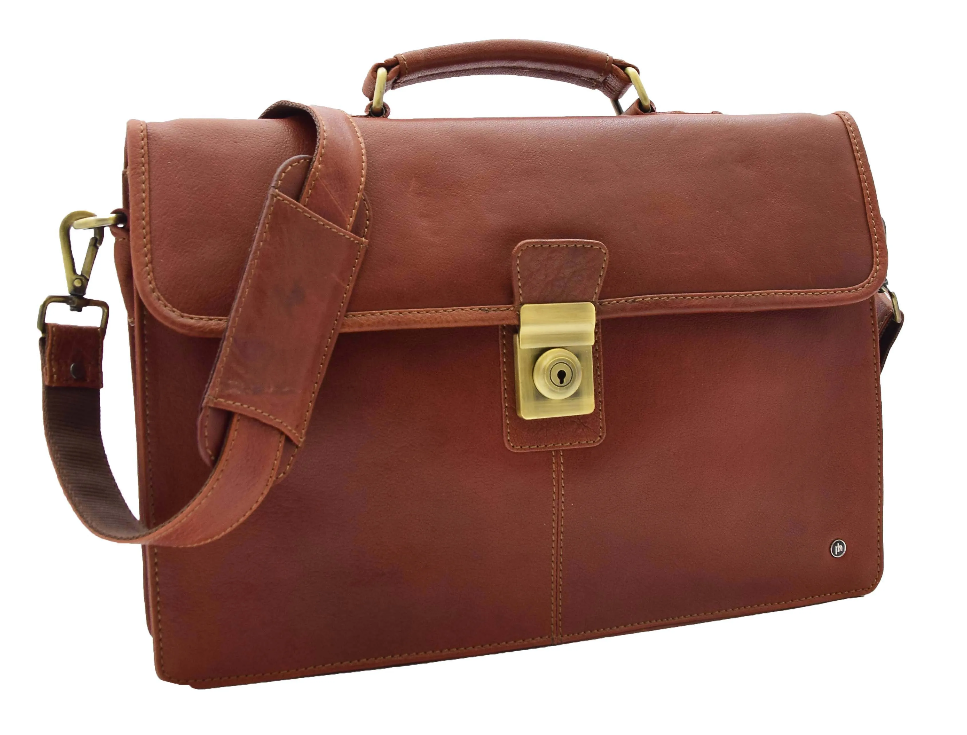 DR331 Men's Leather Slimline Briefcase Business Bag Brown