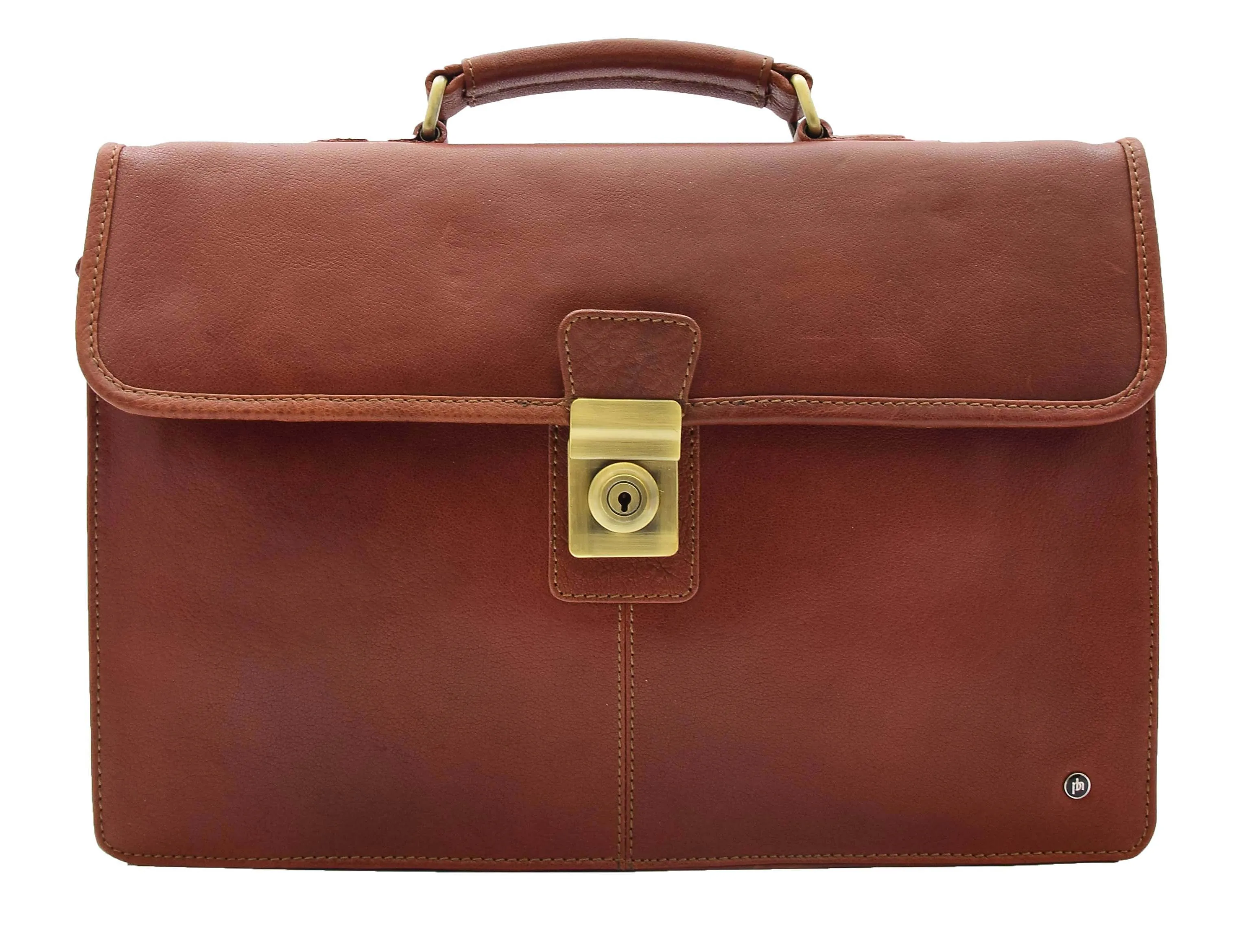 DR331 Men's Leather Slimline Briefcase Business Bag Brown