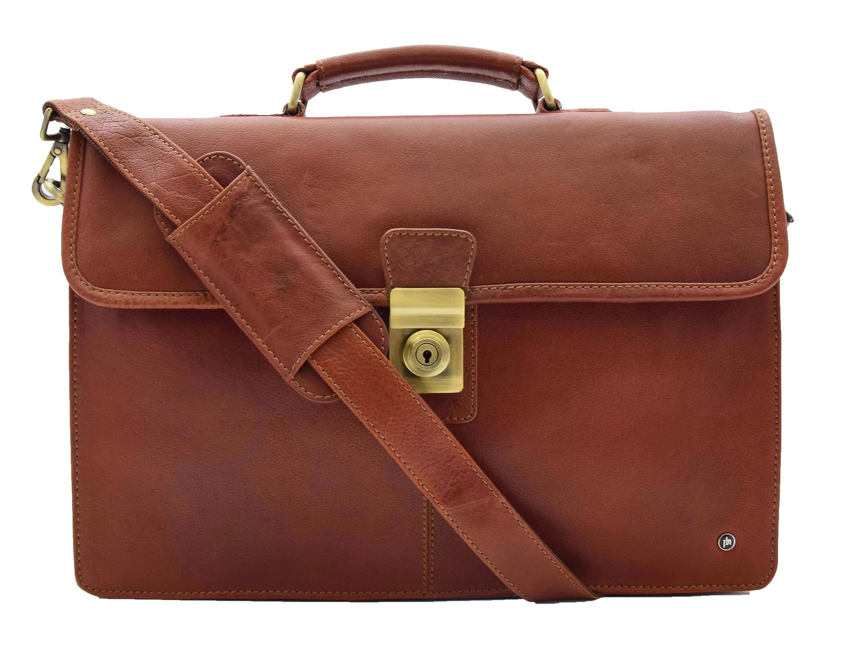DR331 Men's Leather Slimline Briefcase Business Bag Brown