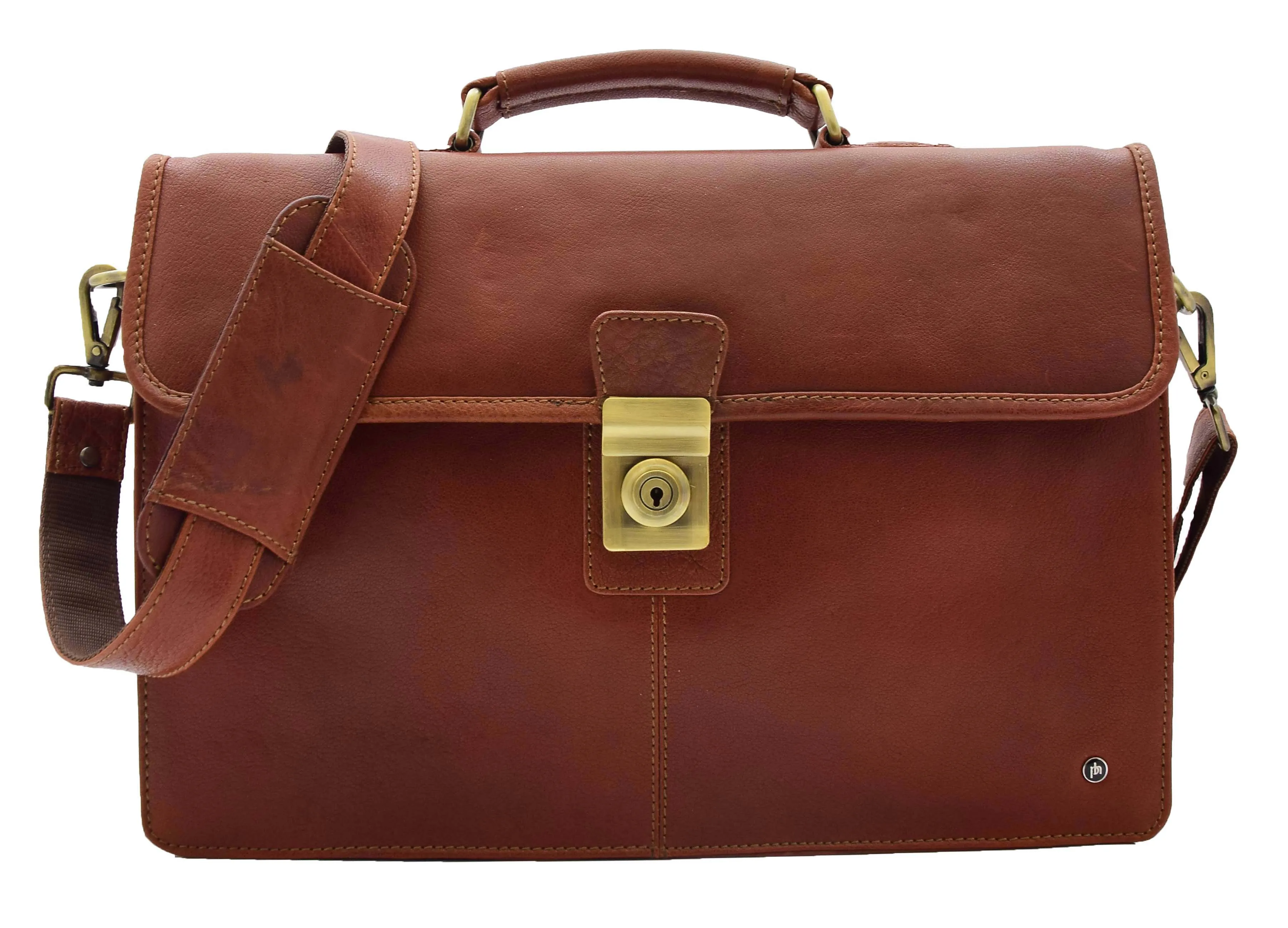 DR331 Men's Leather Slimline Briefcase Business Bag Brown