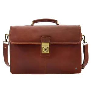 DR331 Men's Leather Slimline Briefcase Business Bag Brown
