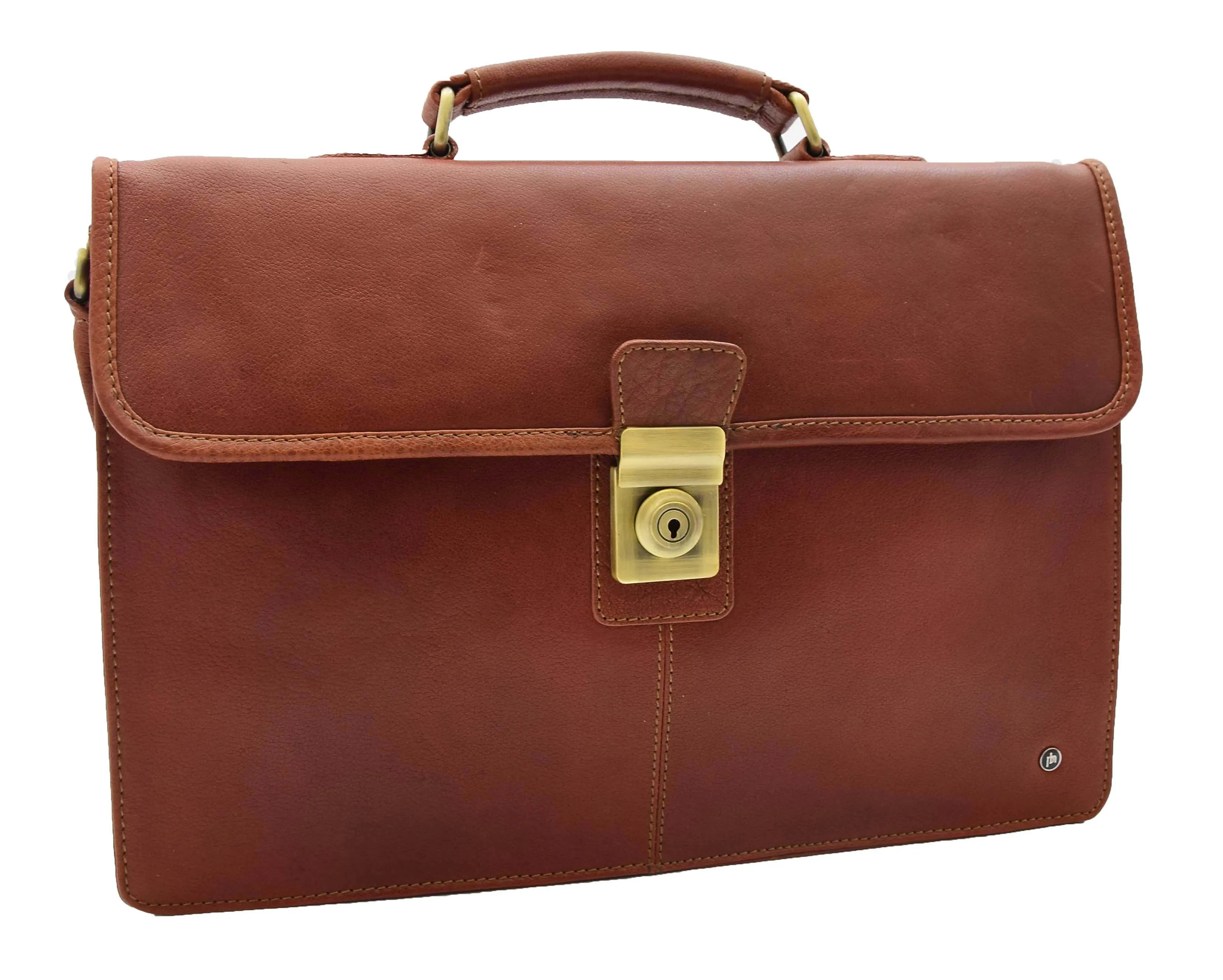 DR331 Men's Leather Slimline Briefcase Business Bag Brown