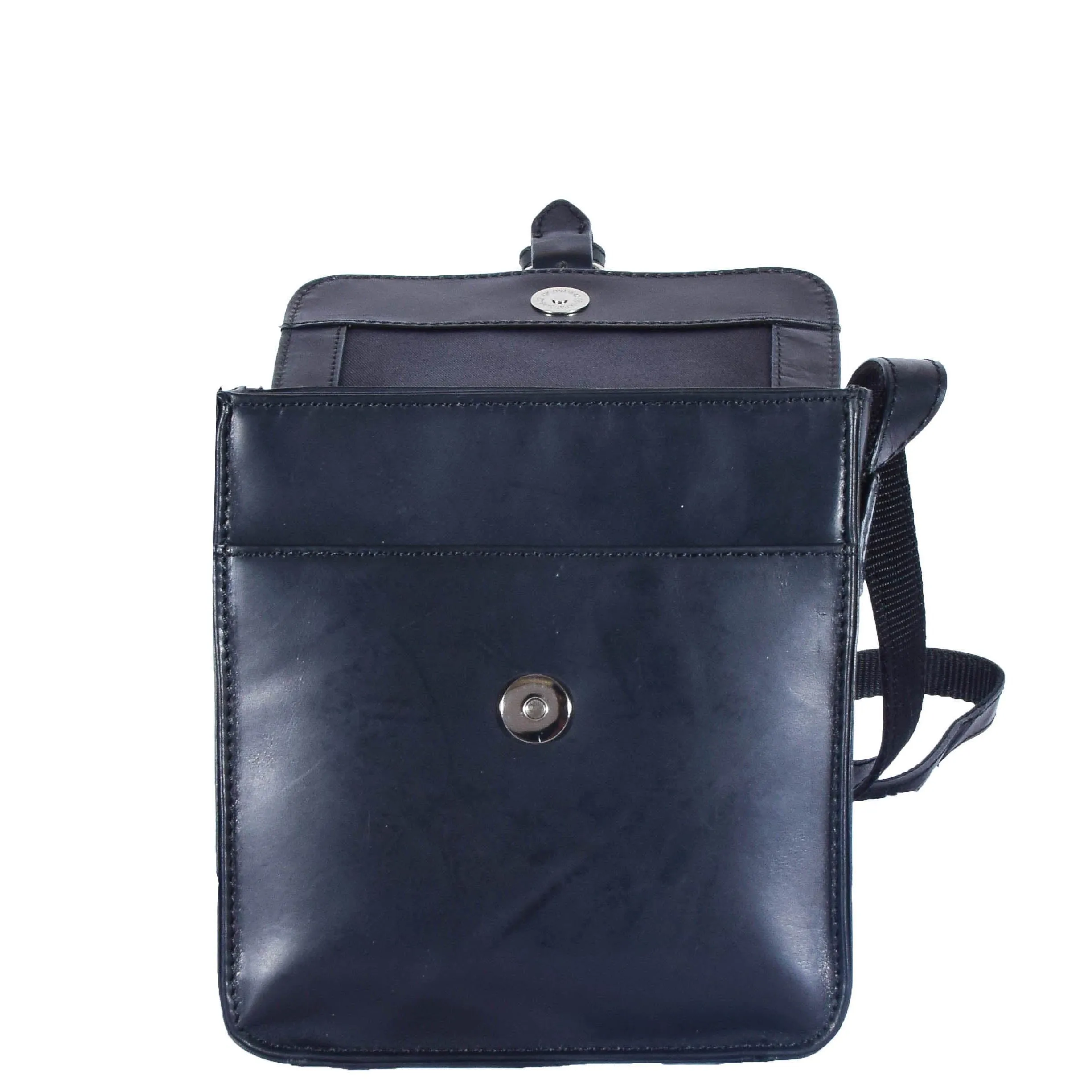 DR599 Men's Real Leather Organiser Cross Body Bag Black