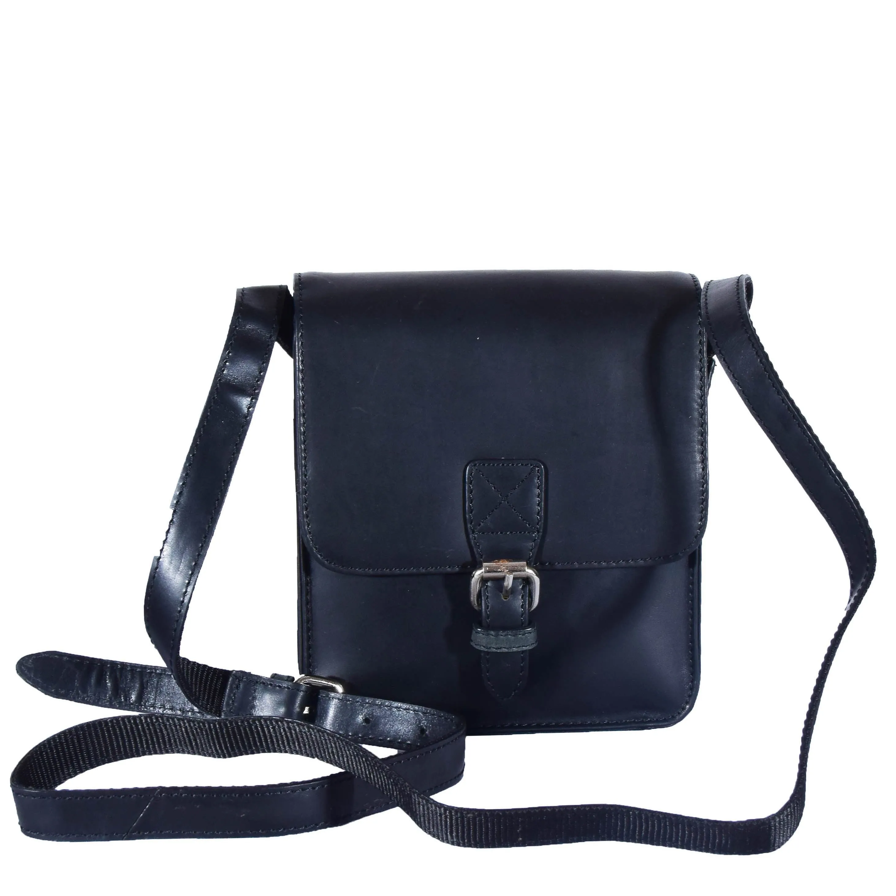 DR599 Men's Real Leather Organiser Cross Body Bag Black