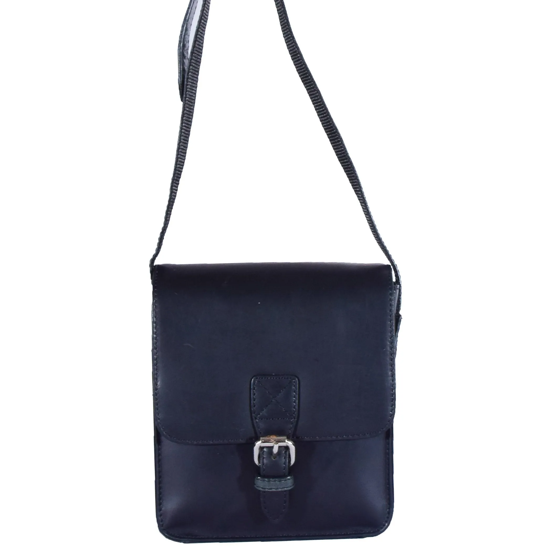 DR599 Men's Real Leather Organiser Cross Body Bag Black