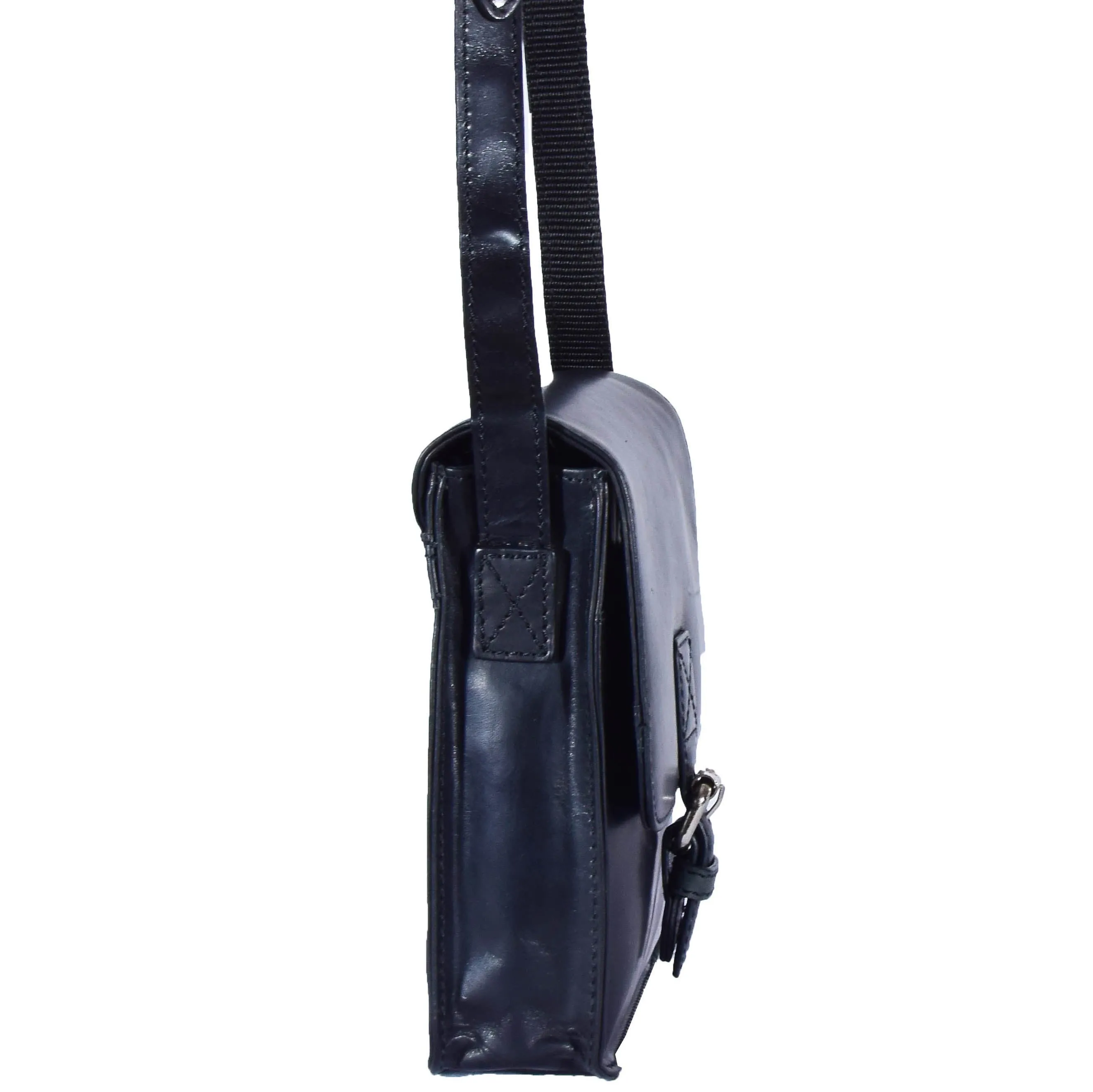 DR599 Men's Real Leather Organiser Cross Body Bag Black